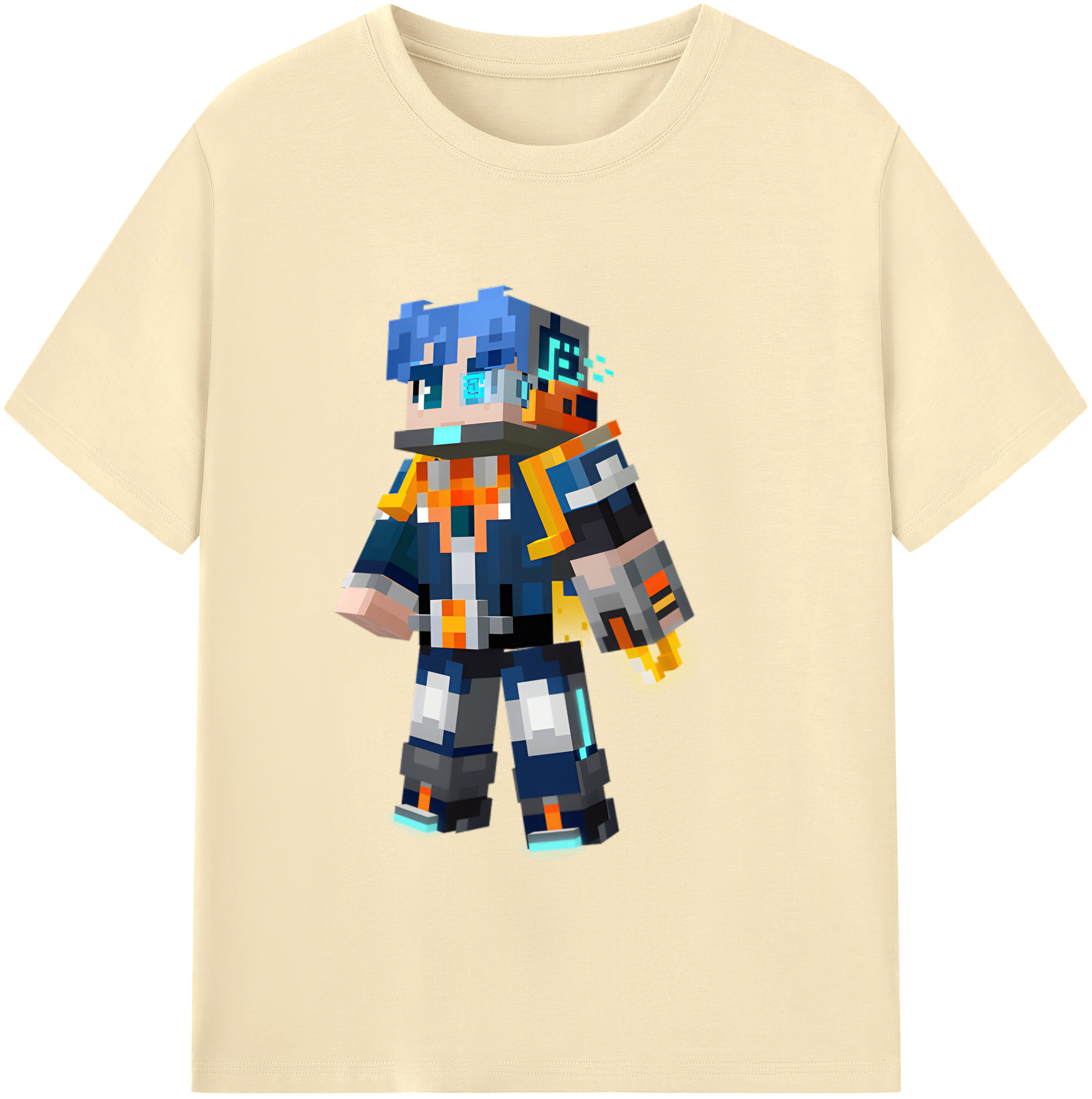 （画像用） マインクラフト ブロックの世界 Minecraft MC Block world 綿100％半袖Tシャツ（フロントプリント）