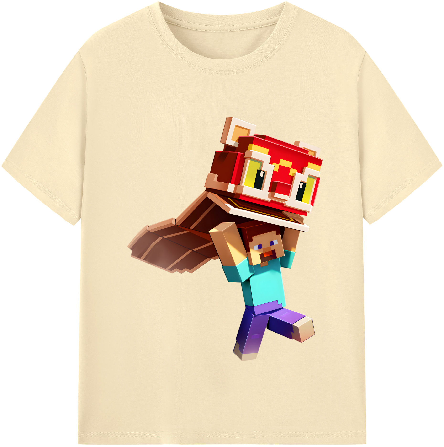 （画像用） マインクラフト ブロックの世界 Minecraft MC Block world 綿100％半袖Tシャツ（フロントプリント）