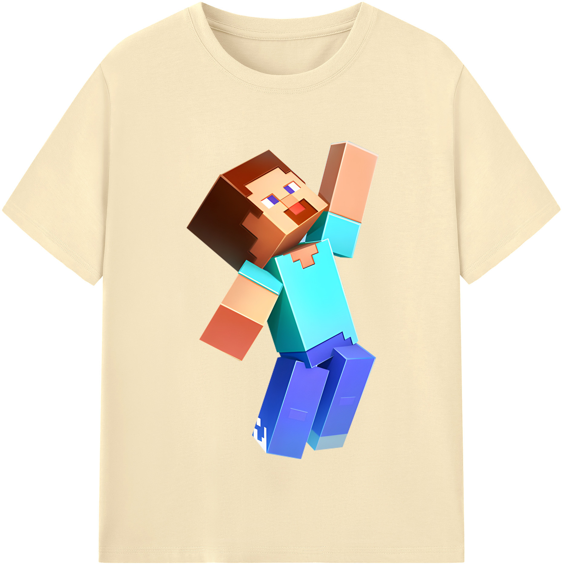 （画像用） マインクラフト ブロックの世界 Minecraft MC Block world 綿100％半袖Tシャツ（フロントプリント）