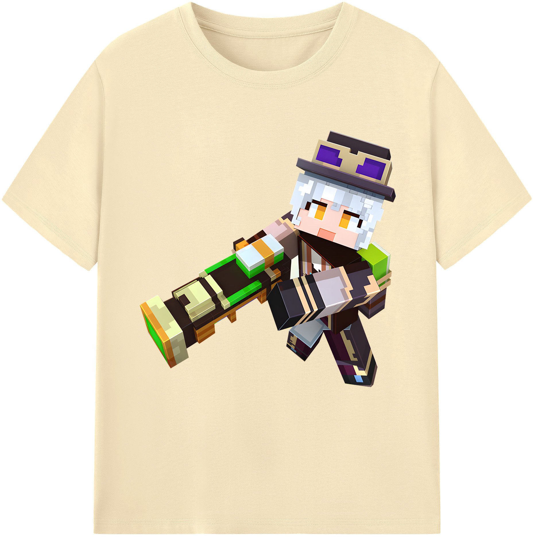 （画像用） マインクラフト ブロックの世界 Minecraft MC Block world 綿100％半袖Tシャツ（フロントプリント）