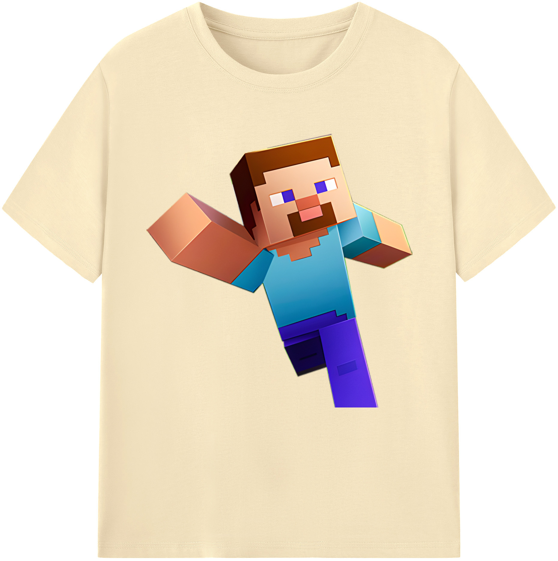 （画像用） マインクラフト ブロックの世界 Minecraft MC Block world 綿100％半袖Tシャツ（フロントプリント）