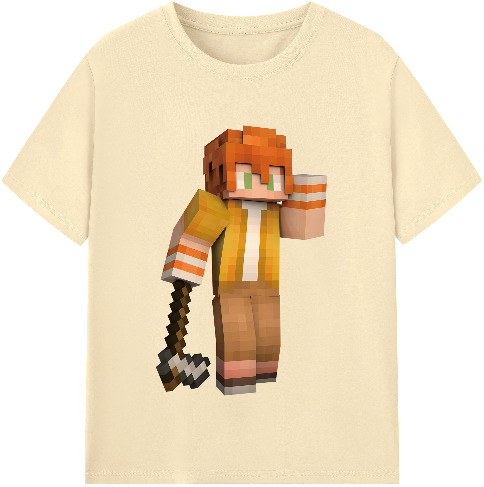 （画像用） マインクラフト ブロックの世界 Minecraft MC Block world 綿100％半袖Tシャツ（フロントプリント）