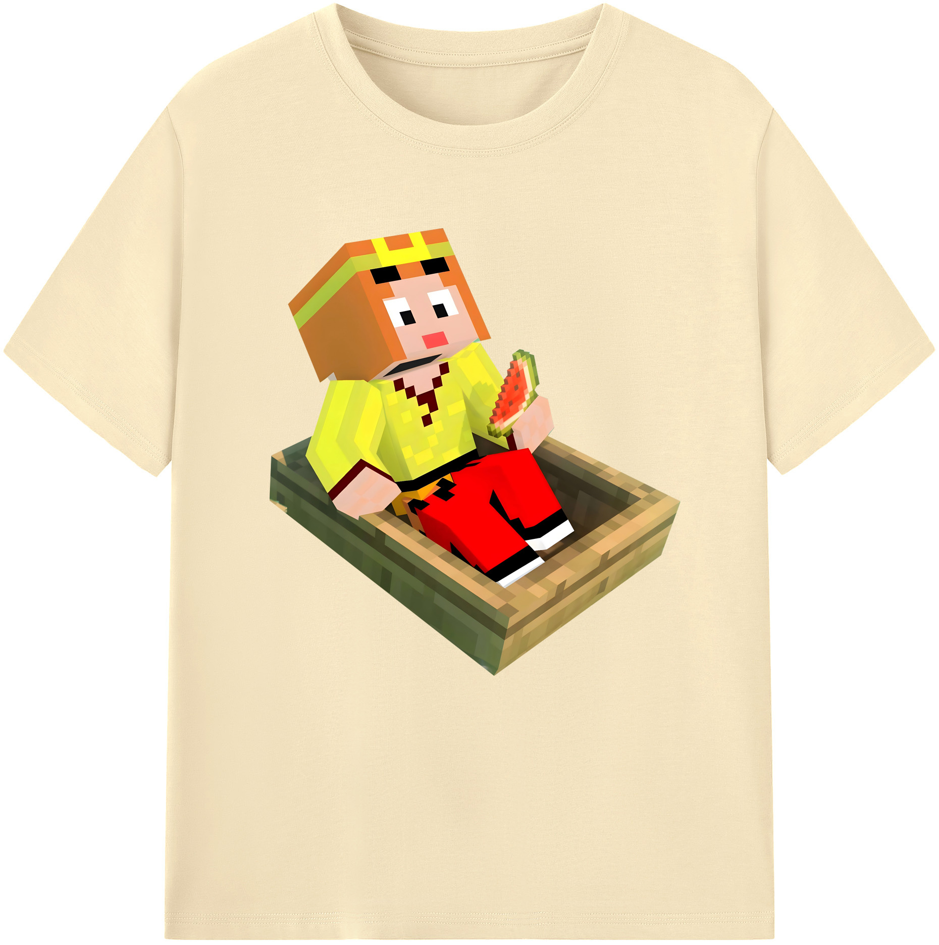 （画像用） マインクラフト ブロックの世界 Minecraft MC Block world 綿100％半袖Tシャツ（フロントプリント）