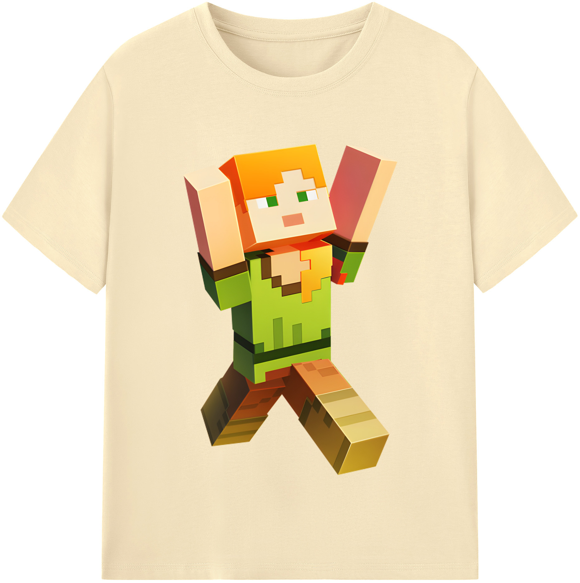 （画像用） マインクラフト ブロックの世界 Minecraft MC Block world 綿100％半袖Tシャツ（フロントプリント）