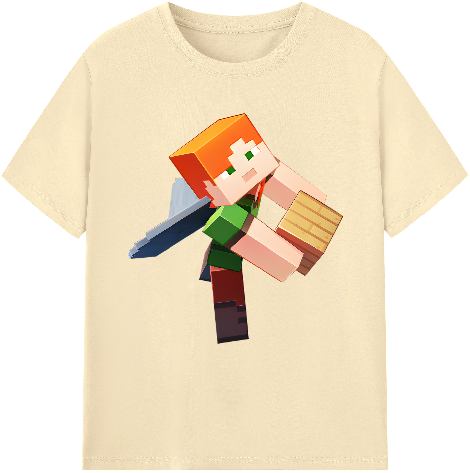 （画像用） マインクラフト ブロックの世界 Minecraft MC Block world 綿100％半袖Tシャツ（フロントプリント）