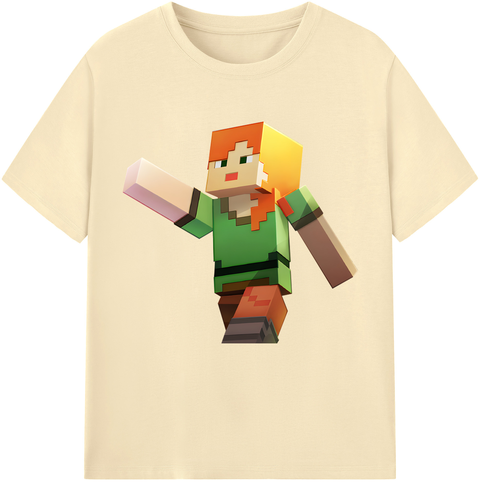 （画像用） マインクラフト ブロックの世界 Minecraft MC Block world 綿100％半袖Tシャツ（フロントプリント）