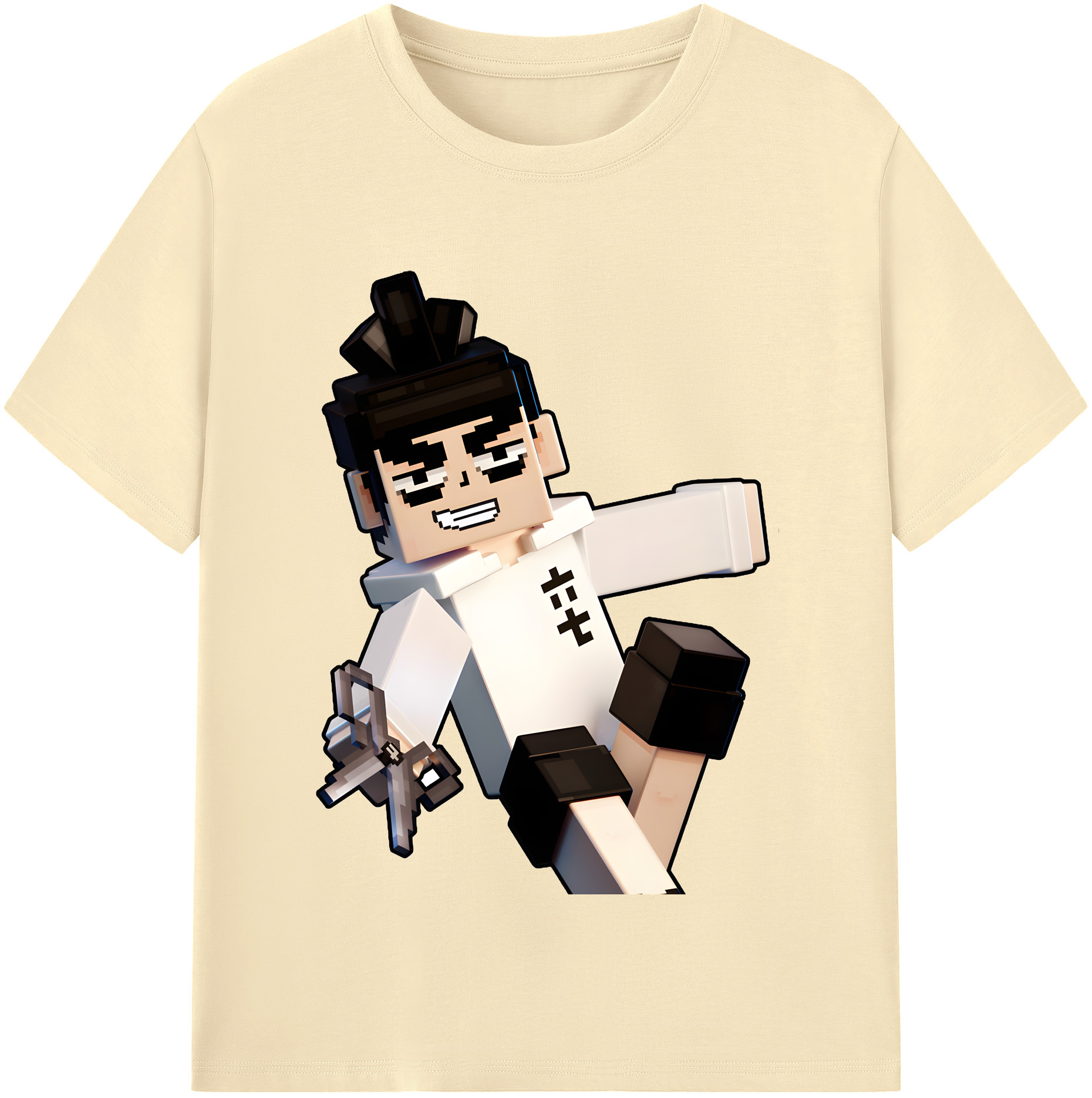 （画像用） マインクラフト ブロックの世界 Minecraft MC Block world 綿100％半袖Tシャツ（フロントプリント）