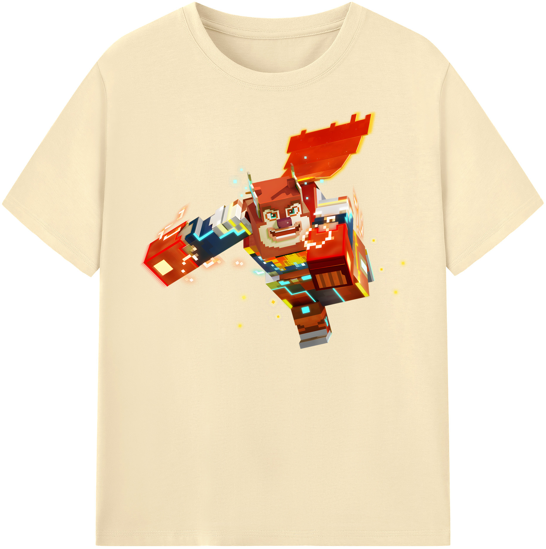 （画像用） マインクラフト ブロックの世界 Minecraft MC Block world 綿100％半袖Tシャツ（フロントプリント）