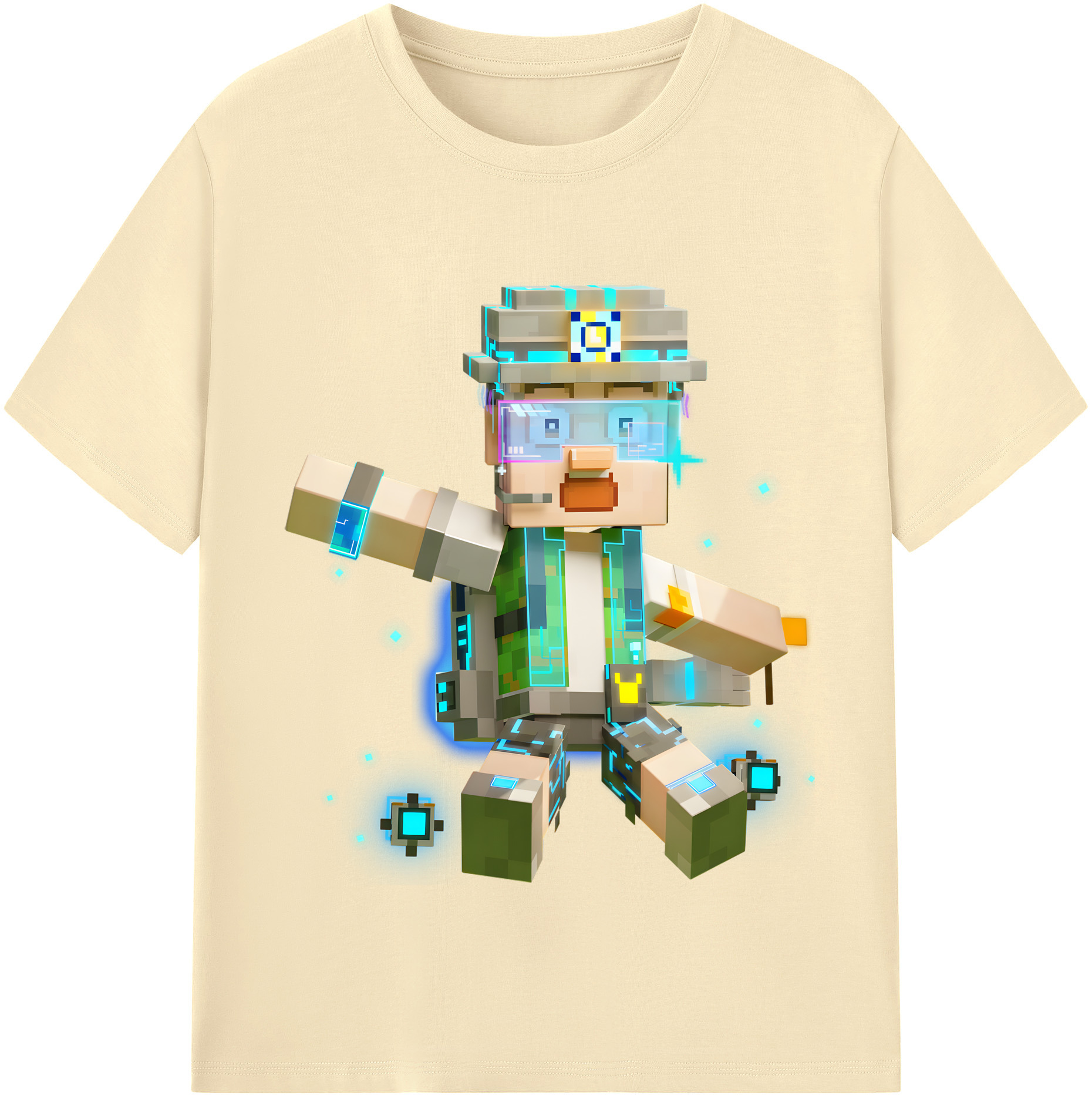 （画像用） マインクラフト ブロックの世界 Minecraft MC Block world 綿100％半袖Tシャツ（フロントプリント）