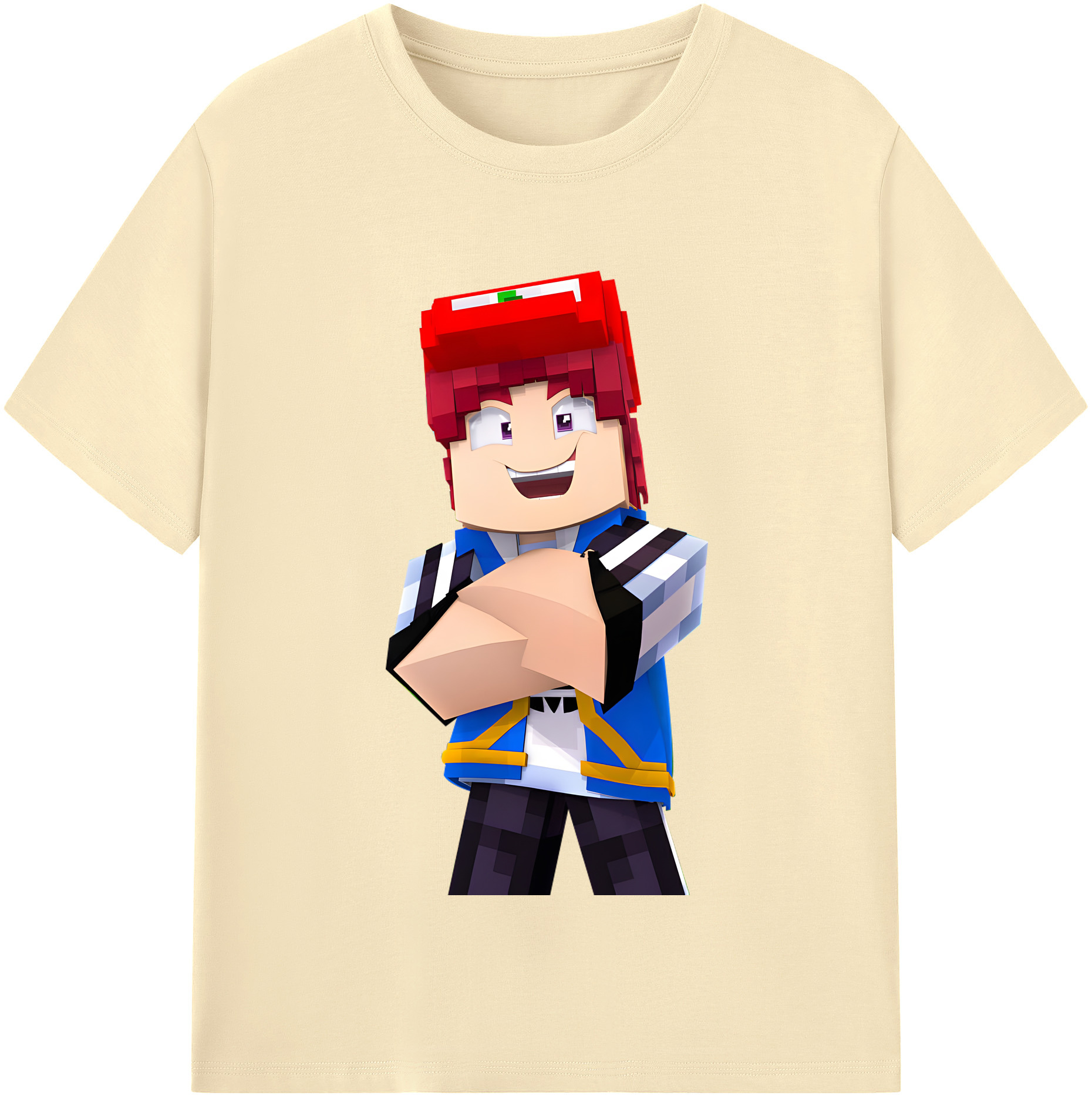 （画像用） マインクラフト ブロックの世界 Minecraft MC Block world 綿100％半袖Tシャツ（フロントプリント）