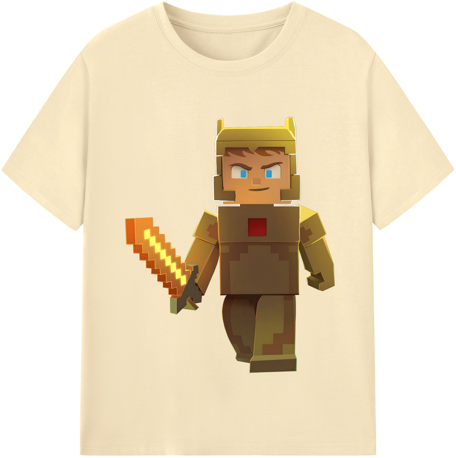 （画像用） マインクラフト ブロックの世界 Minecraft MC Block world 綿100％半袖Tシャツ（フロントプリント）