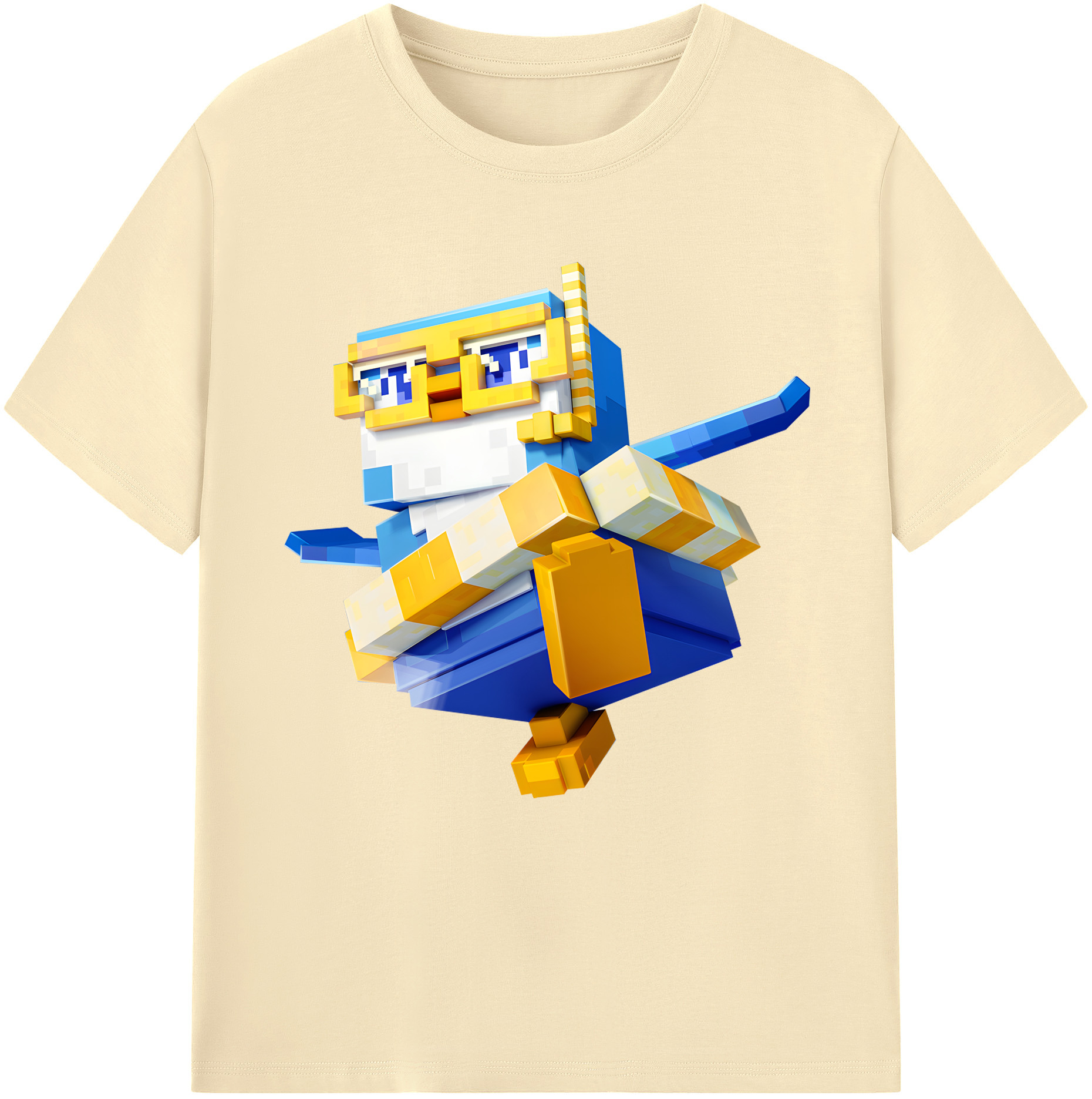 （画像用） マインクラフト ブロックの世界 Minecraft MC Block world 綿100％半袖Tシャツ（フロントプリント）