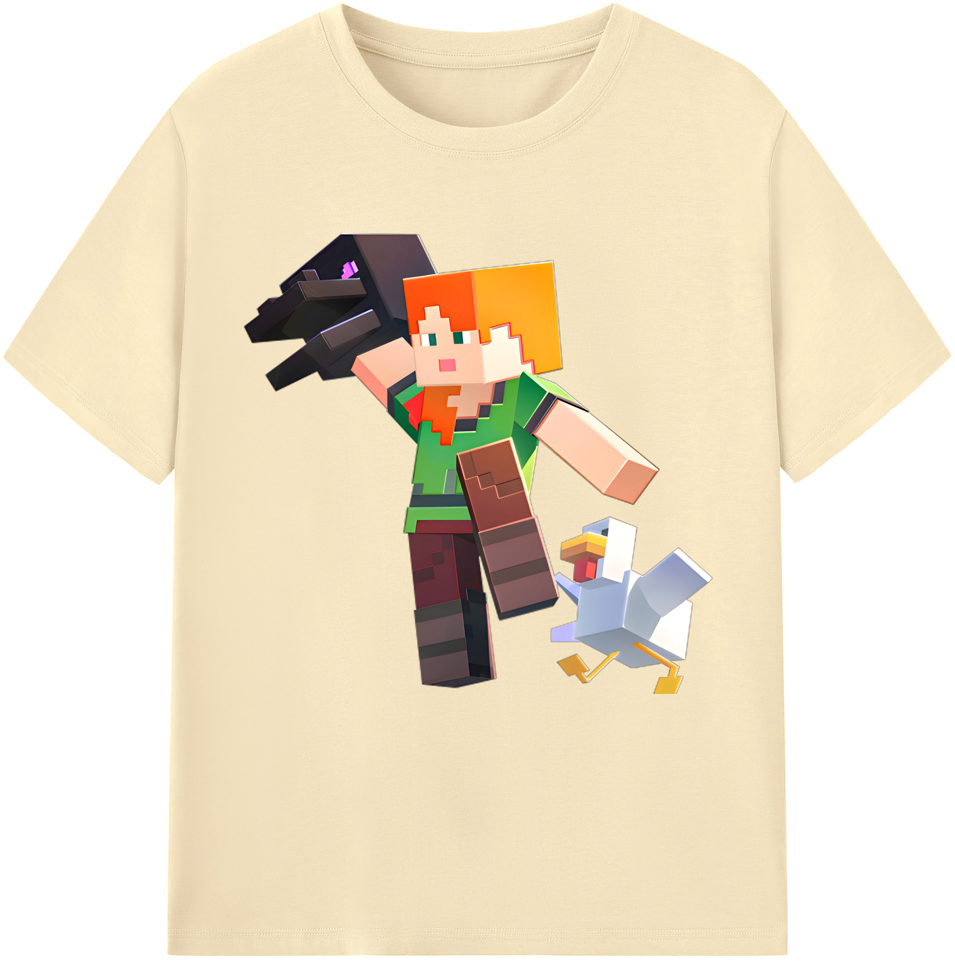（画像用） マインクラフト ブロックの世界 Minecraft MC Block world 綿100％半袖Tシャツ（フロントプリント）