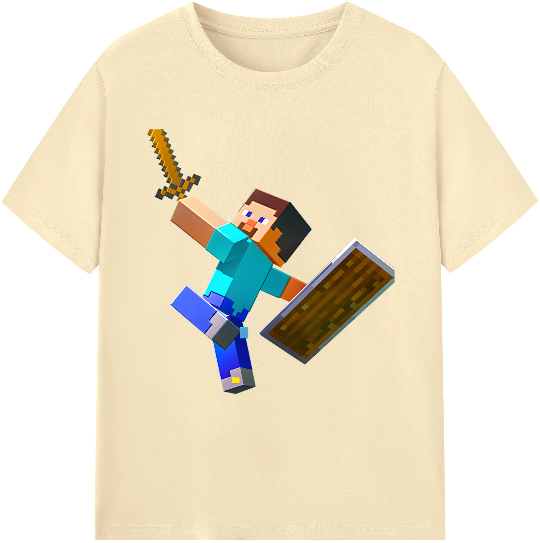 （画像用） マインクラフト ブロックの世界 Minecraft MC Block world 綿100％半袖Tシャツ（フロントプリント）