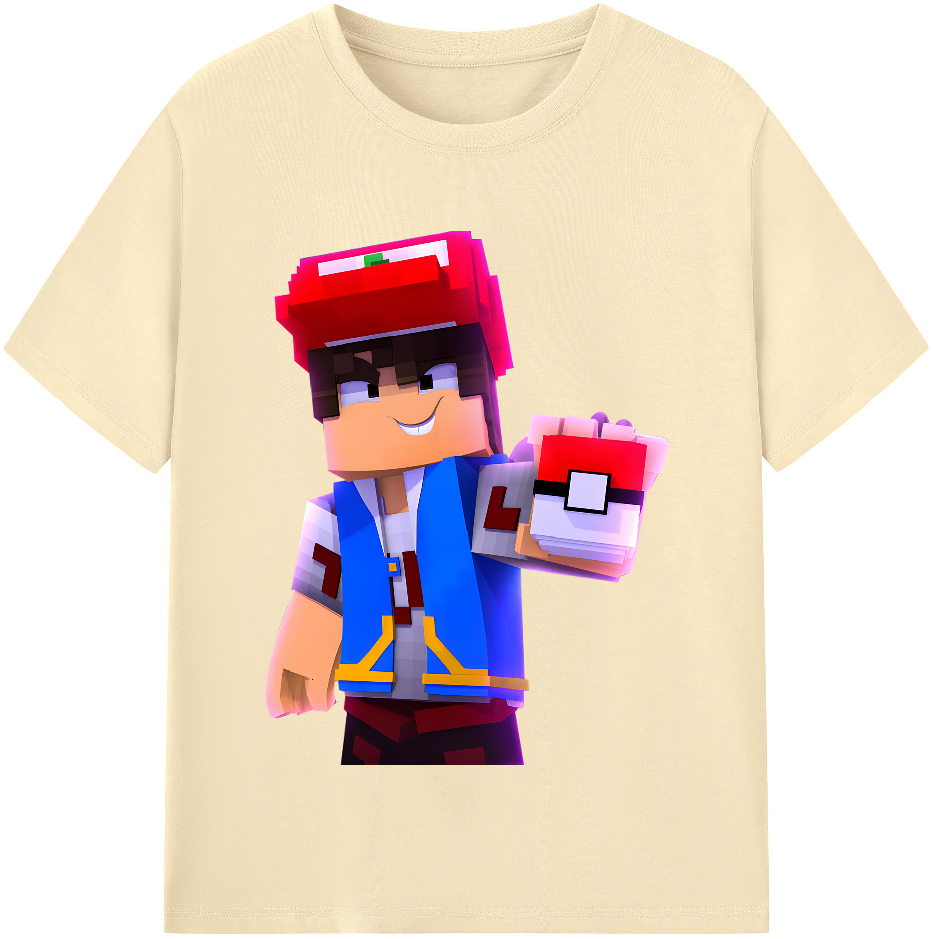 （画像用） マインクラフト ブロックの世界 Minecraft MC Block world 綿100％半袖Tシャツ（フロントプリント）