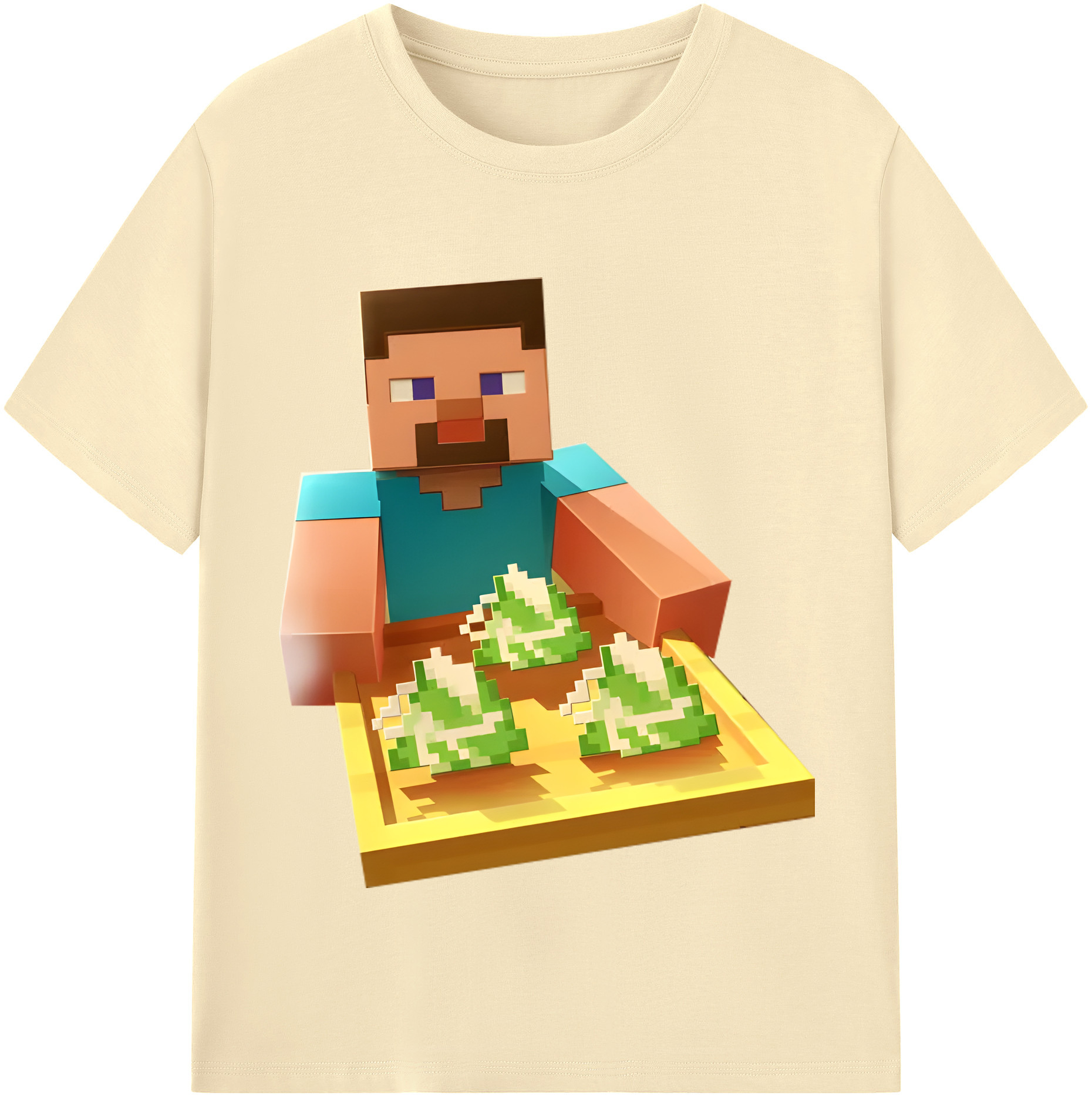 （画像用） マインクラフト ブロックの世界 Minecraft MC Block world 綿100％半袖Tシャツ（フロントプリント）