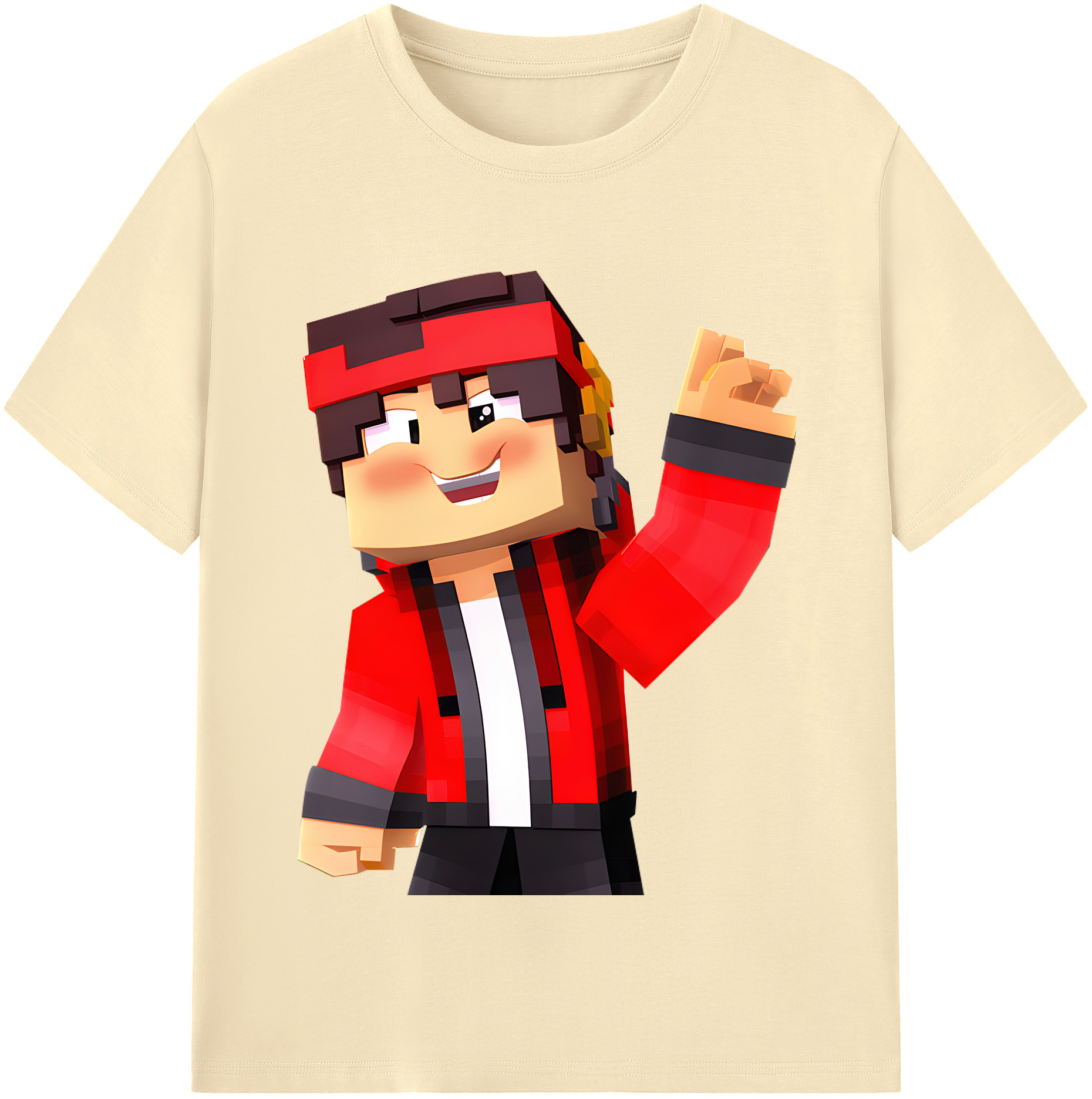 （画像用） マインクラフト ブロックの世界 Minecraft MC Block world 綿100％半袖Tシャツ（フロントプリント）