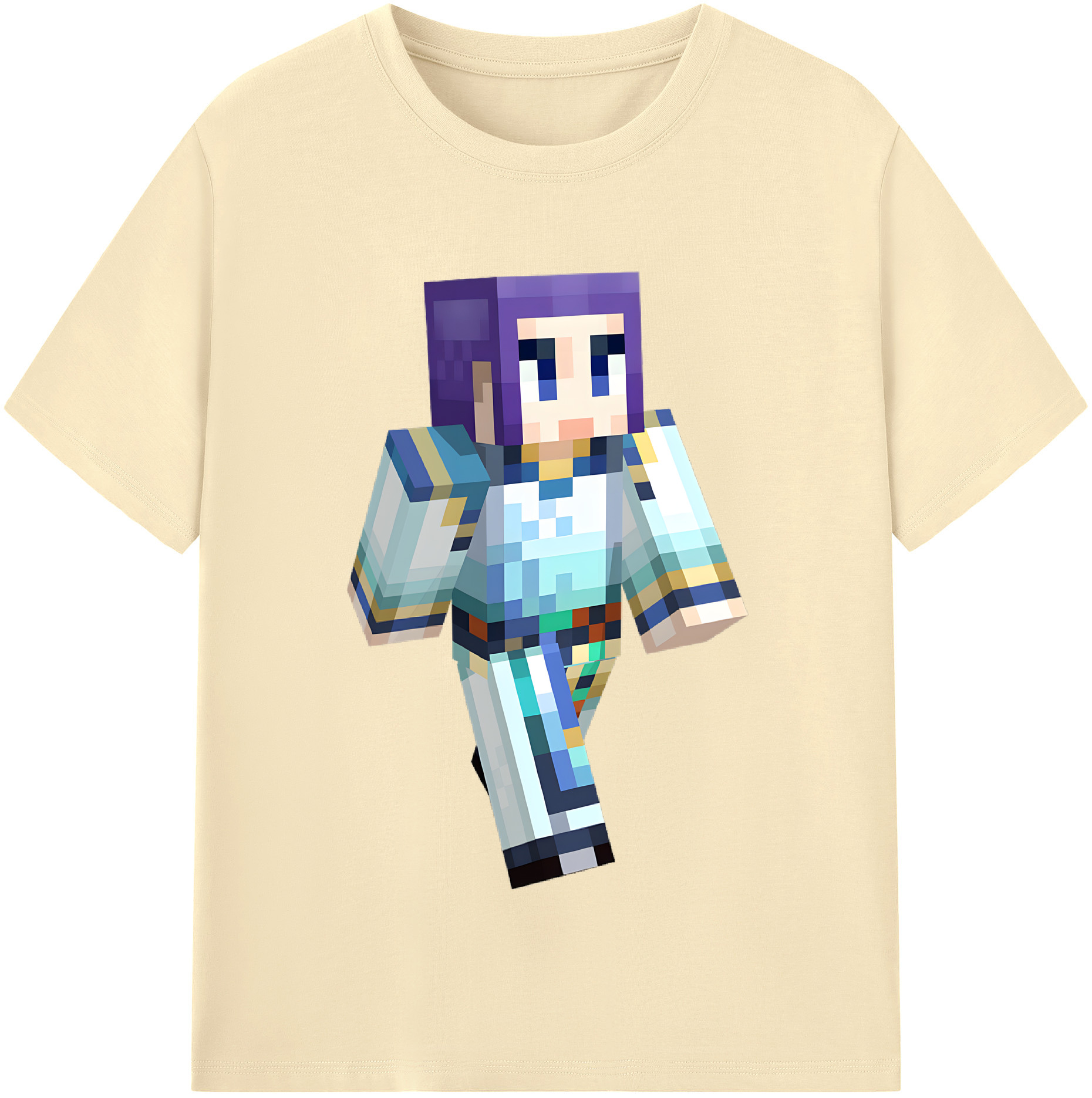 （画像用） マインクラフト ブロックの世界 Minecraft MC Block world 綿100％半袖Tシャツ（フロントプリント）