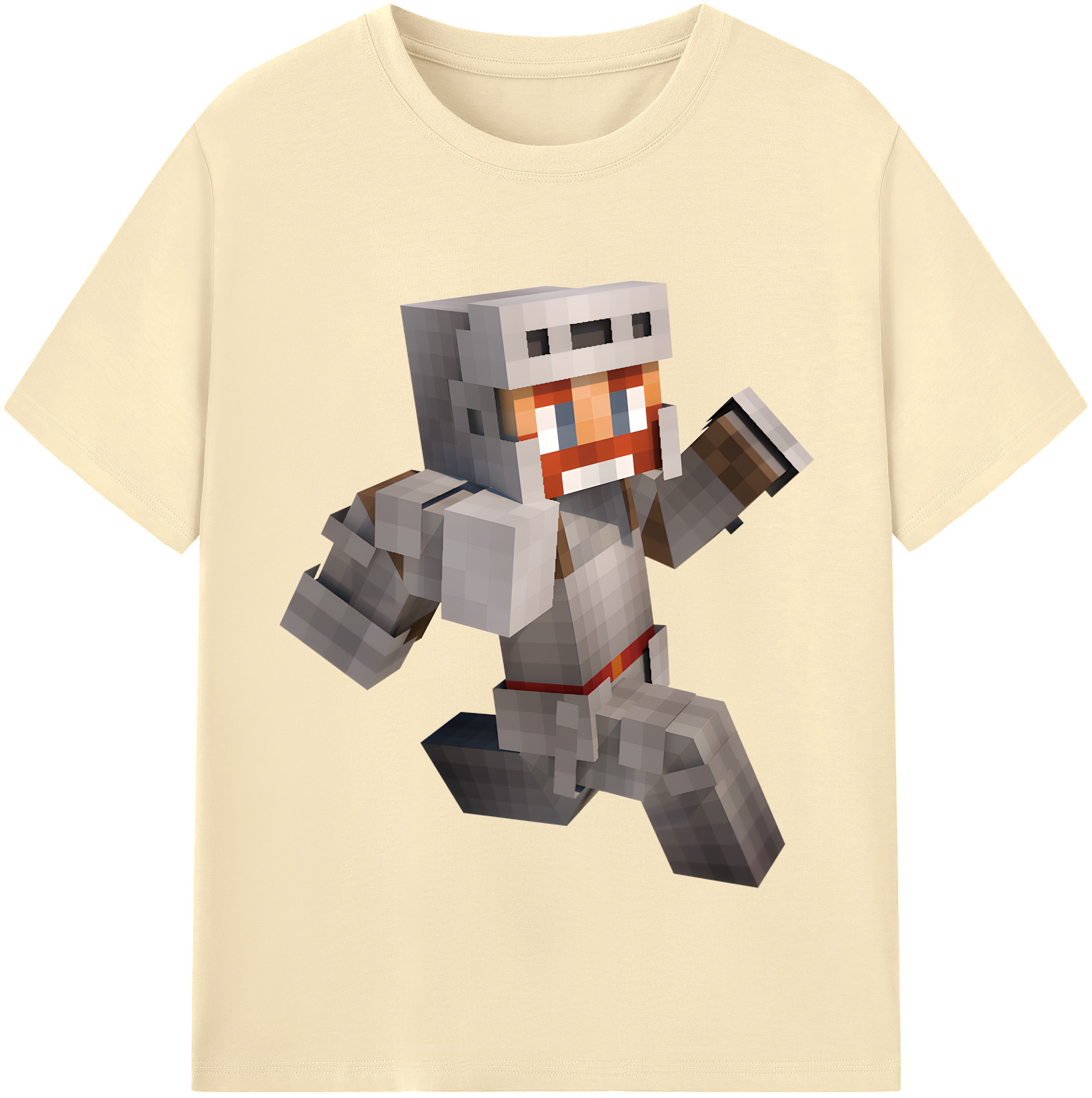 （画像用） マインクラフト ブロックの世界 Minecraft MC Block world 綿100％半袖Tシャツ（フロントプリント）