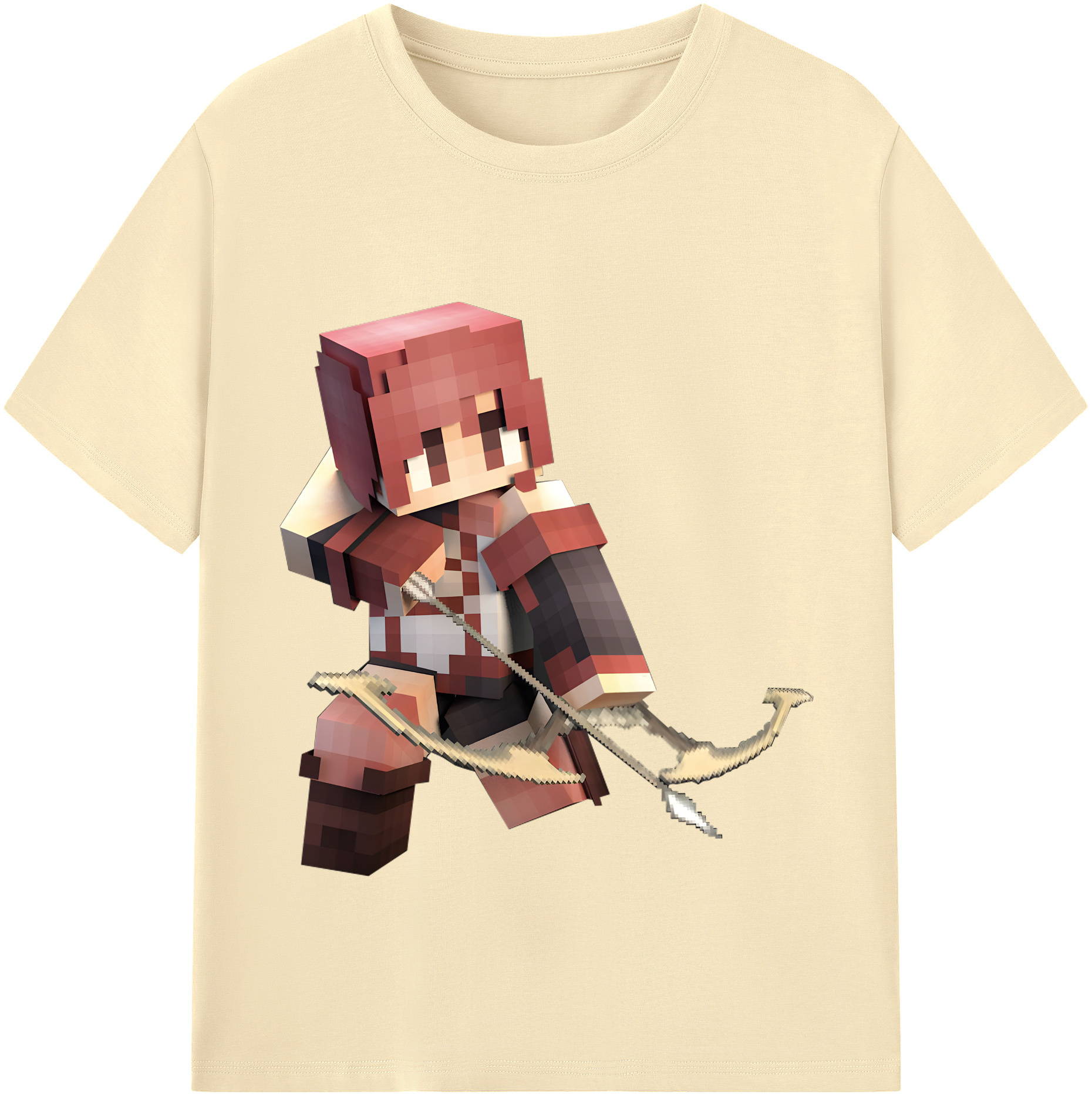 （画像用） マインクラフト ブロックの世界 Minecraft MC Block world 綿100％半袖Tシャツ（フロントプリント）