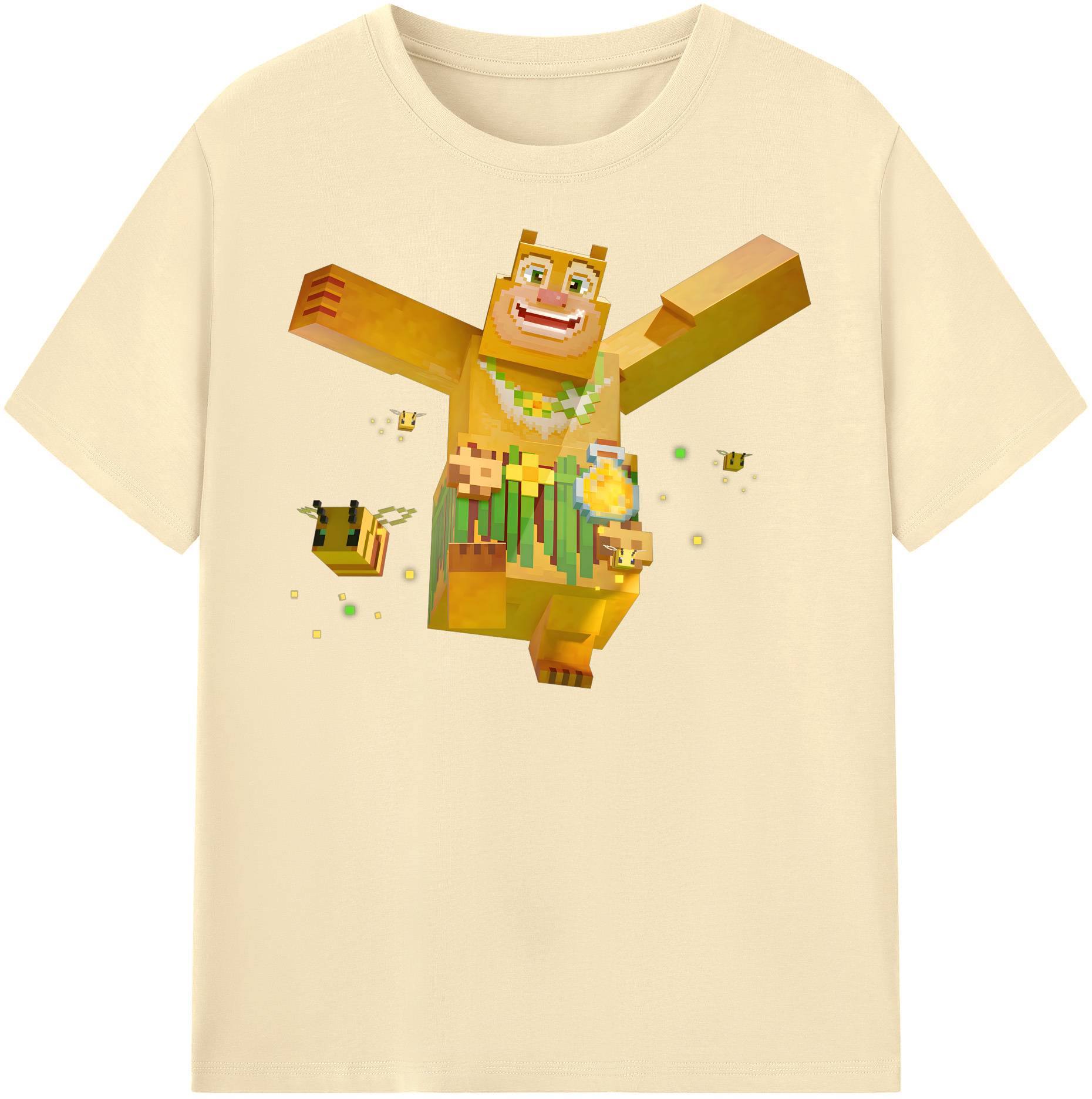（画像用） マインクラフト ブロックの世界 Minecraft MC Block world 綿100％半袖Tシャツ（フロントプリント）
