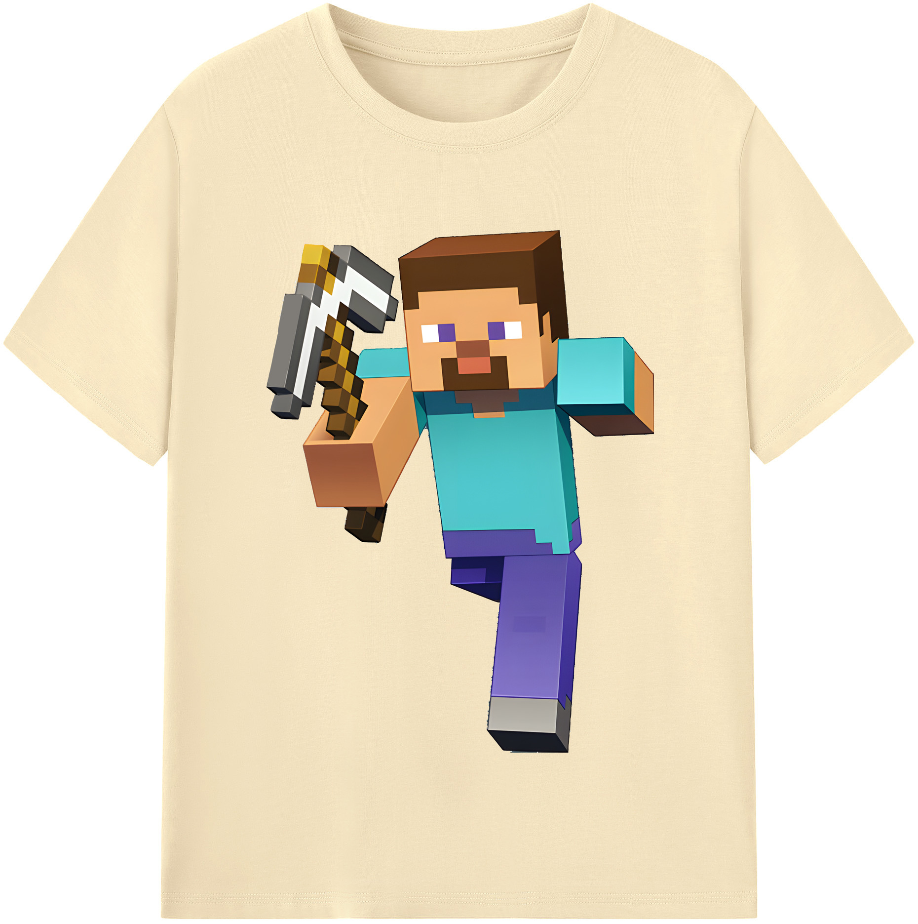 （画像用） マインクラフト ブロックの世界 Minecraft MC Block world 綿100％半袖Tシャツ（フロントプリント）