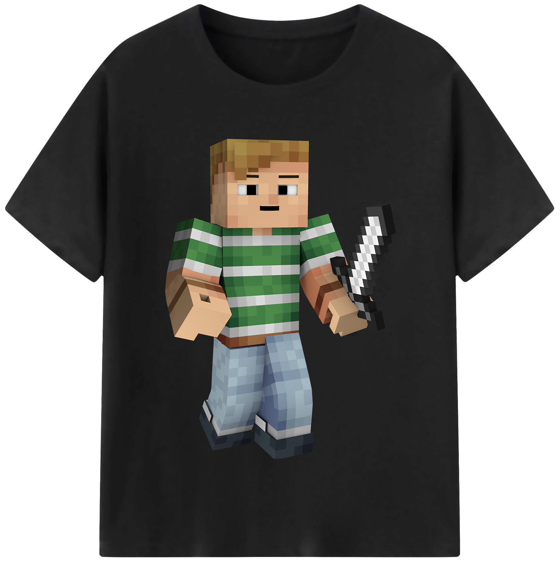 （画像用） マインクラフト ブロックの世界 Minecraft MC Block world 綿100％半袖Tシャツ（フロントプリント）