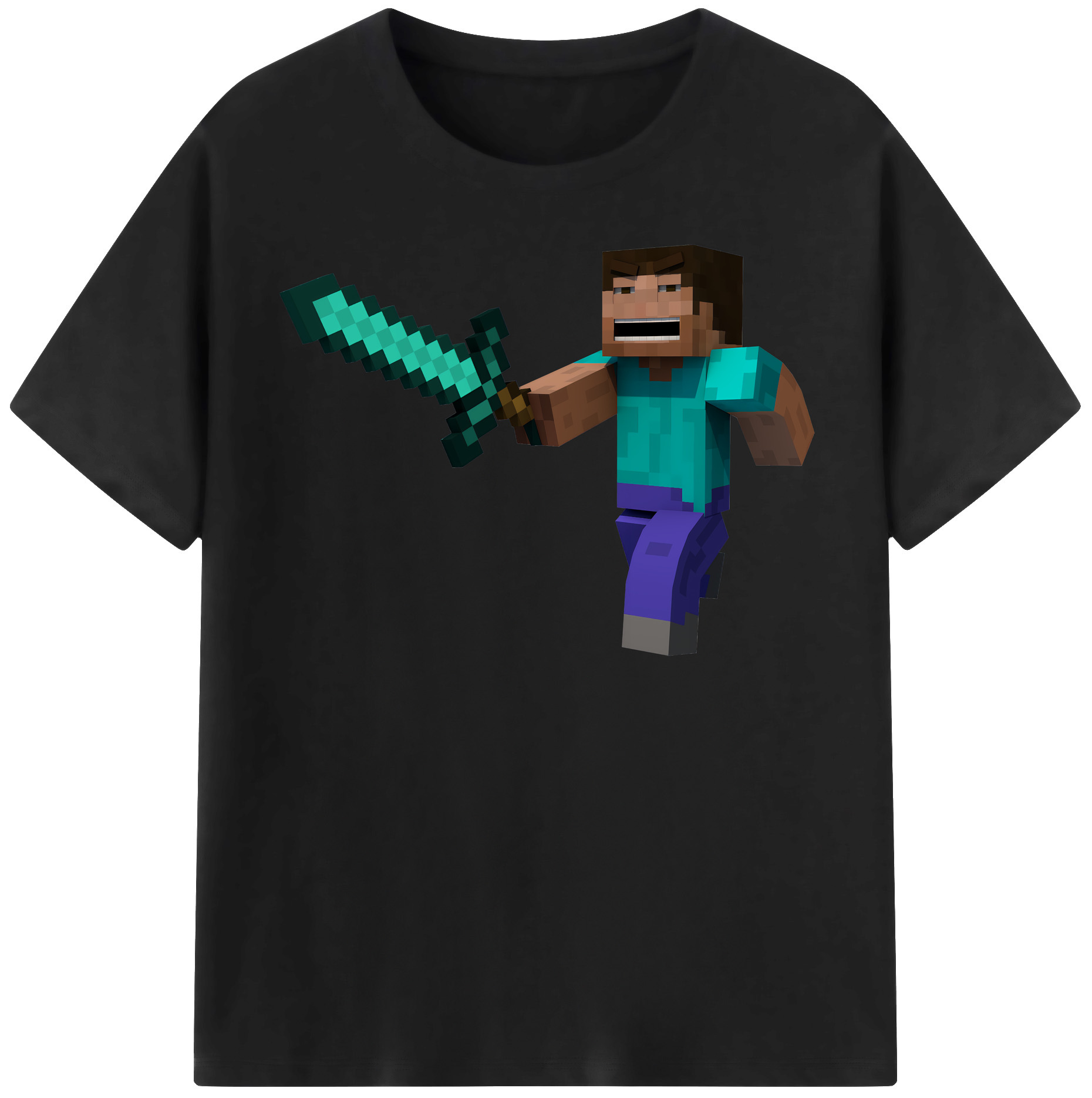 （画像用） マインクラフト ブロックの世界 Minecraft MC Block world 綿100％半袖Tシャツ（フロントプリント）