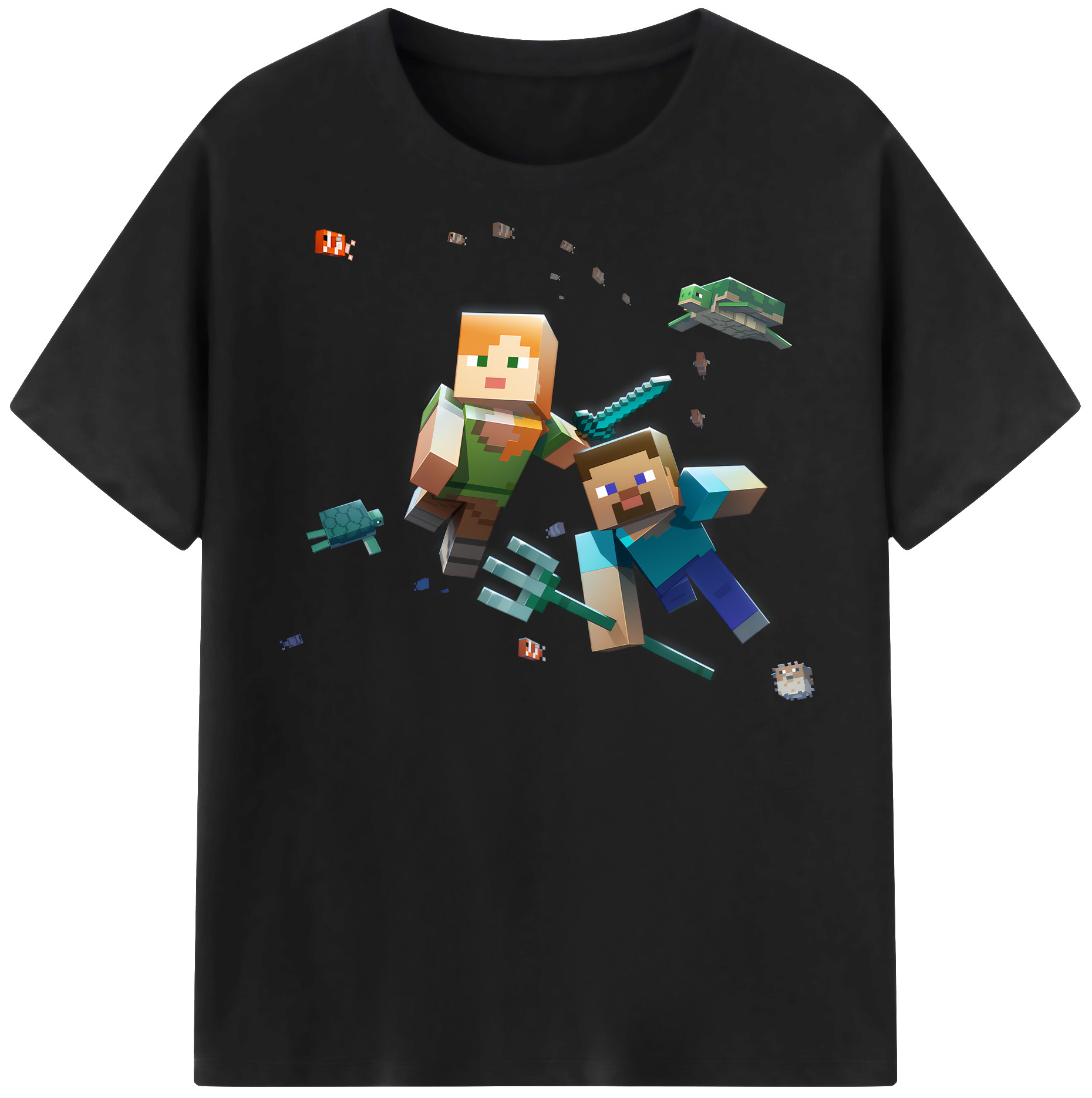 （画像用） マインクラフト ブロックの世界 Minecraft MC Block world 綿100％半袖Tシャツ（フロントプリント）