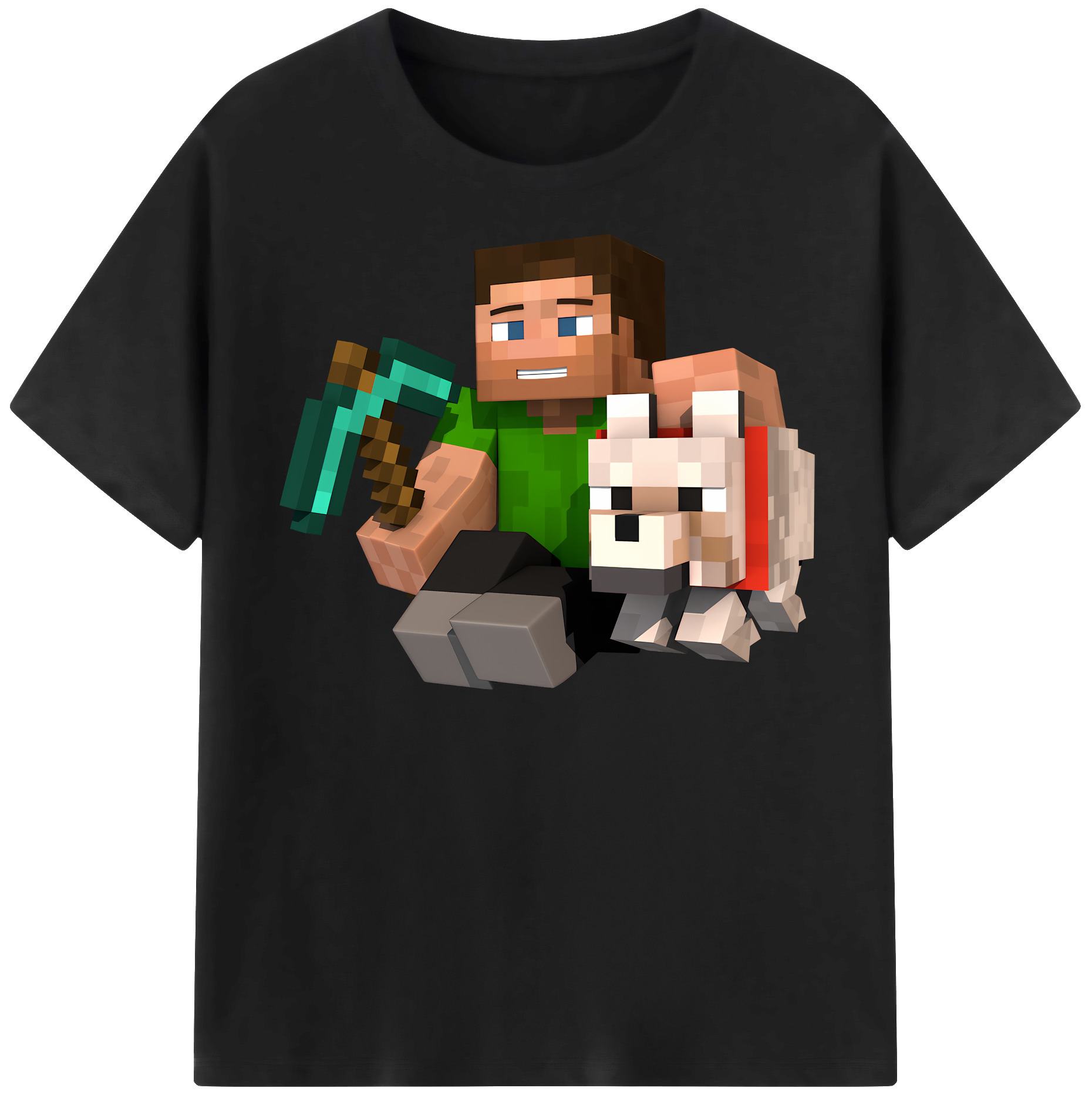 （画像用） マインクラフト ブロックの世界 Minecraft MC Block world 綿100％半袖Tシャツ（フロントプリント）