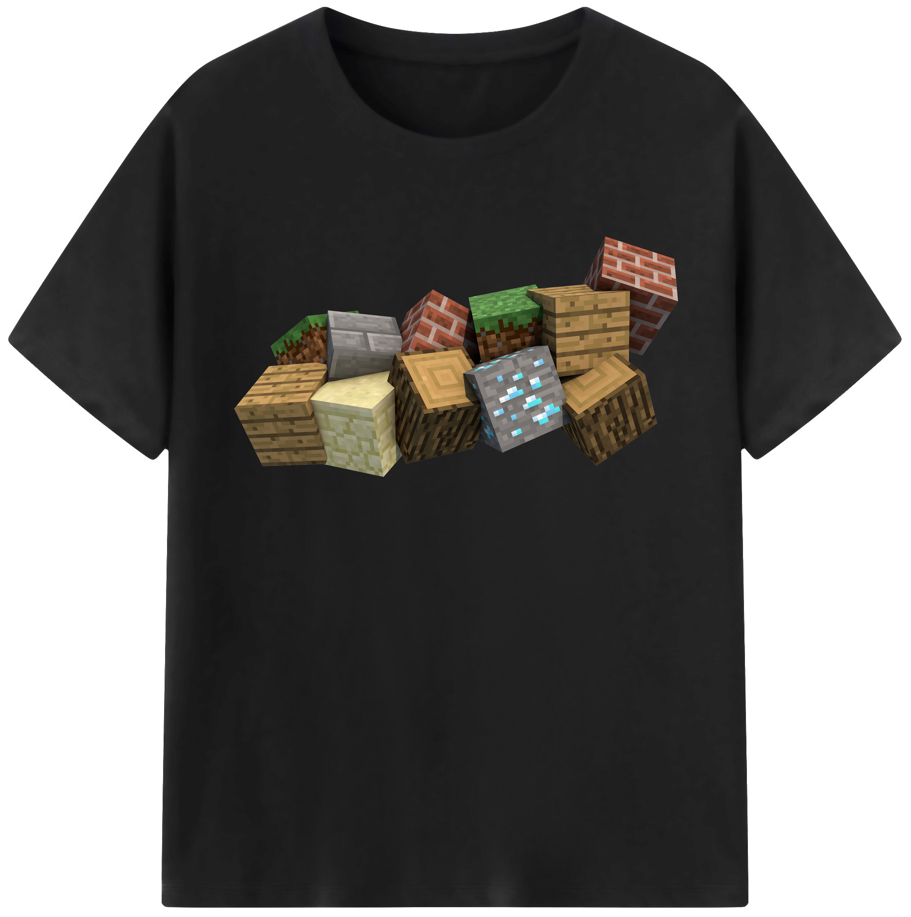 （画像用） マインクラフト ブロックの世界 Minecraft MC Block world 綿100％半袖Tシャツ（フロントプリント）