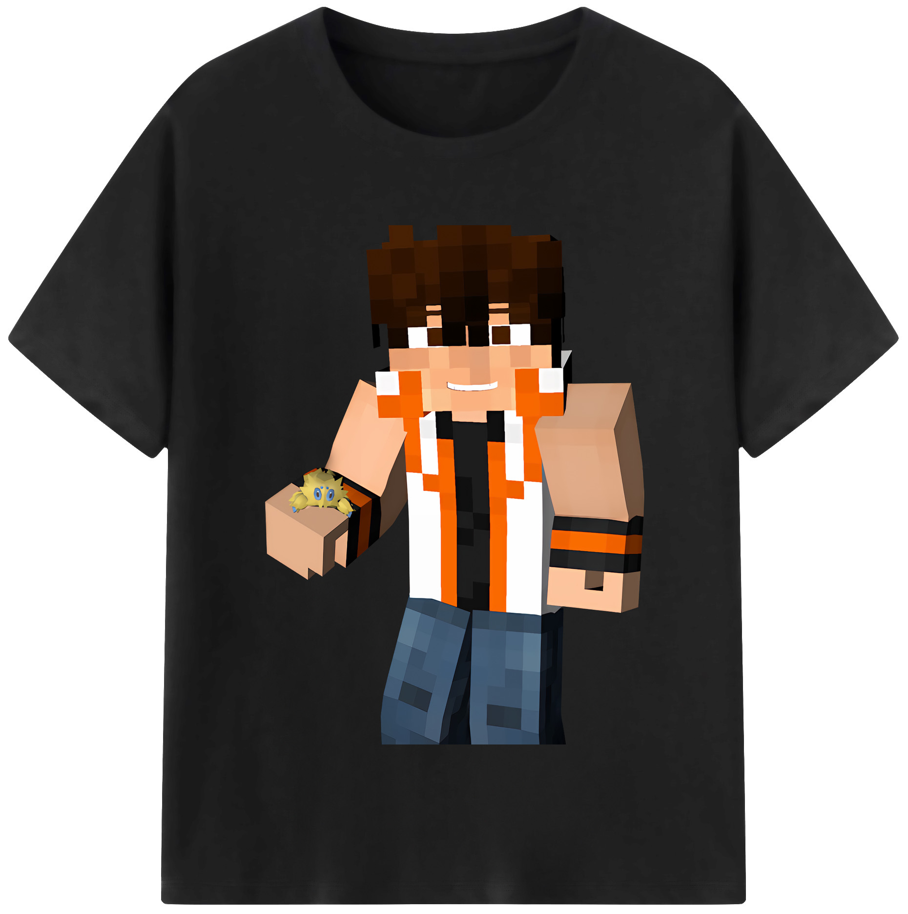 （画像用） マインクラフト ブロックの世界 Minecraft MC Block world 綿100％半袖Tシャツ（フロントプリント）