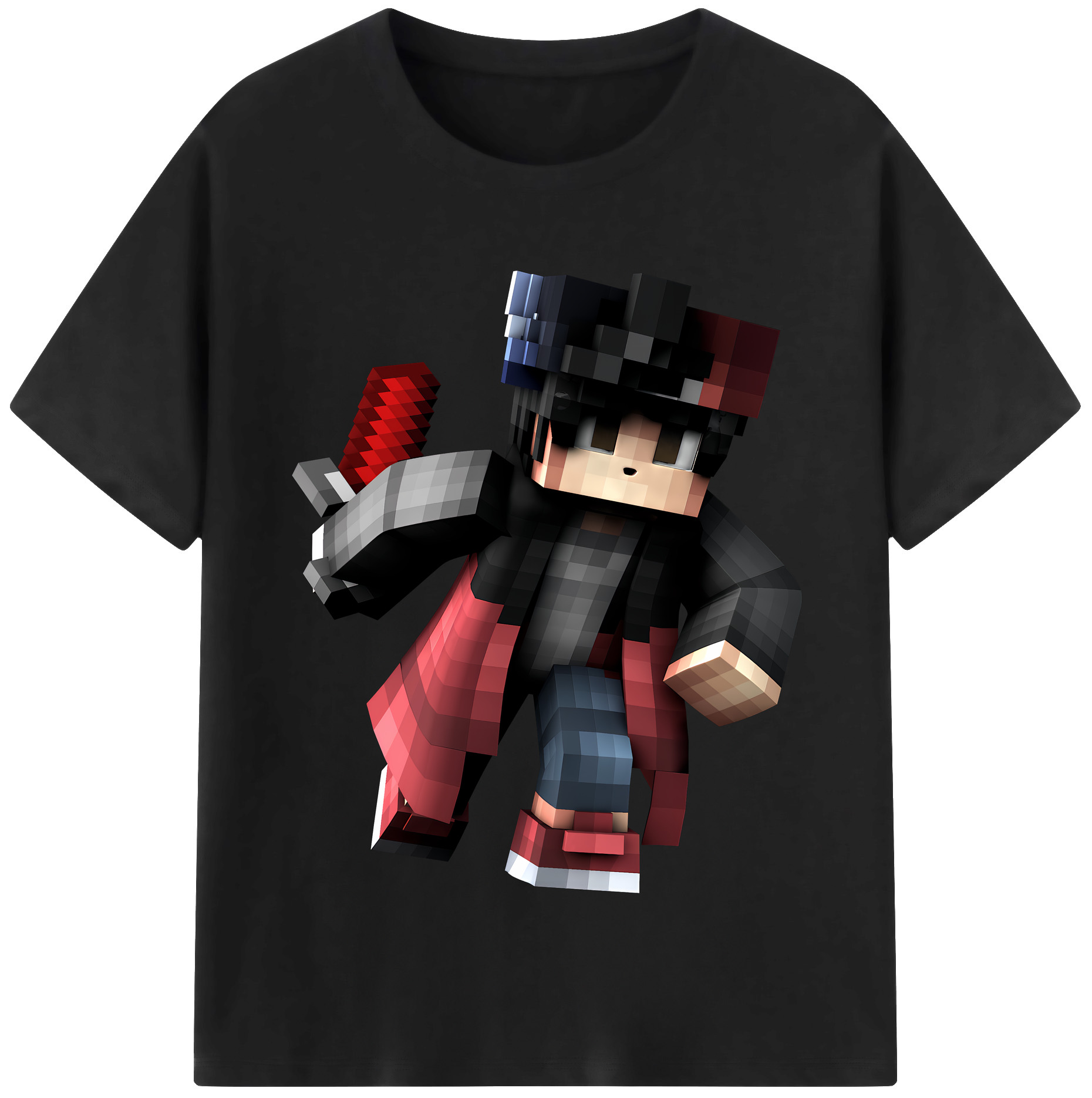 （画像用） マインクラフト ブロックの世界 Minecraft MC Block world 綿100％半袖Tシャツ（フロントプリント）