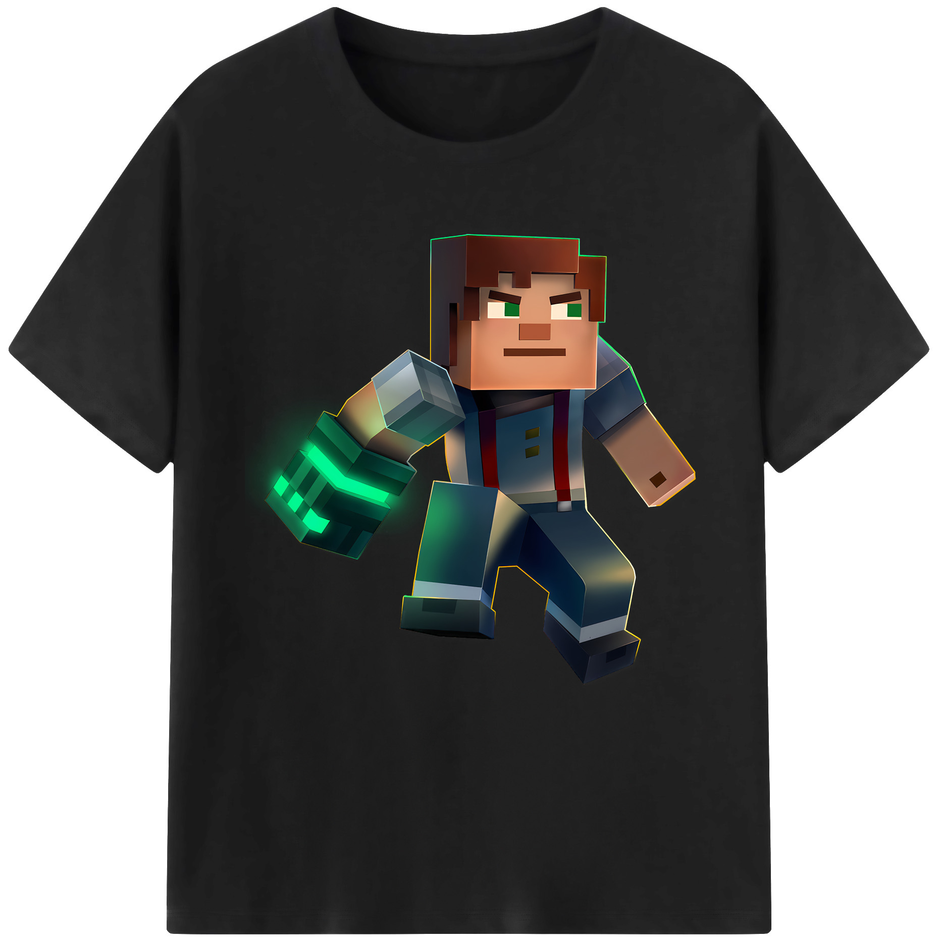 （画像用） マインクラフト ブロックの世界 Minecraft MC Block world 綿100％半袖Tシャツ（フロントプリント）