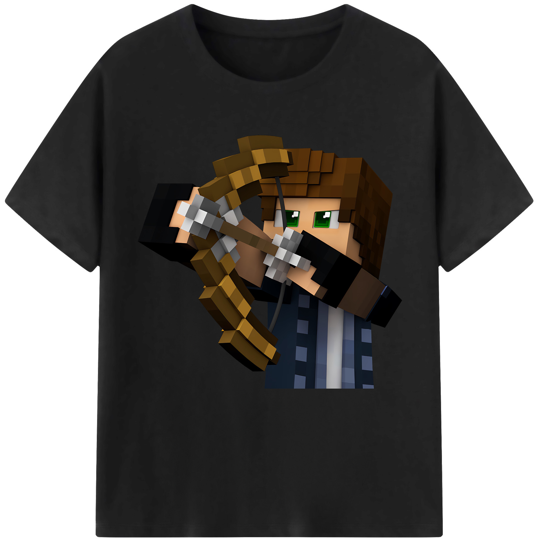 （画像用） マインクラフト ブロックの世界 Minecraft MC Block world 綿100％半袖Tシャツ（フロントプリント）