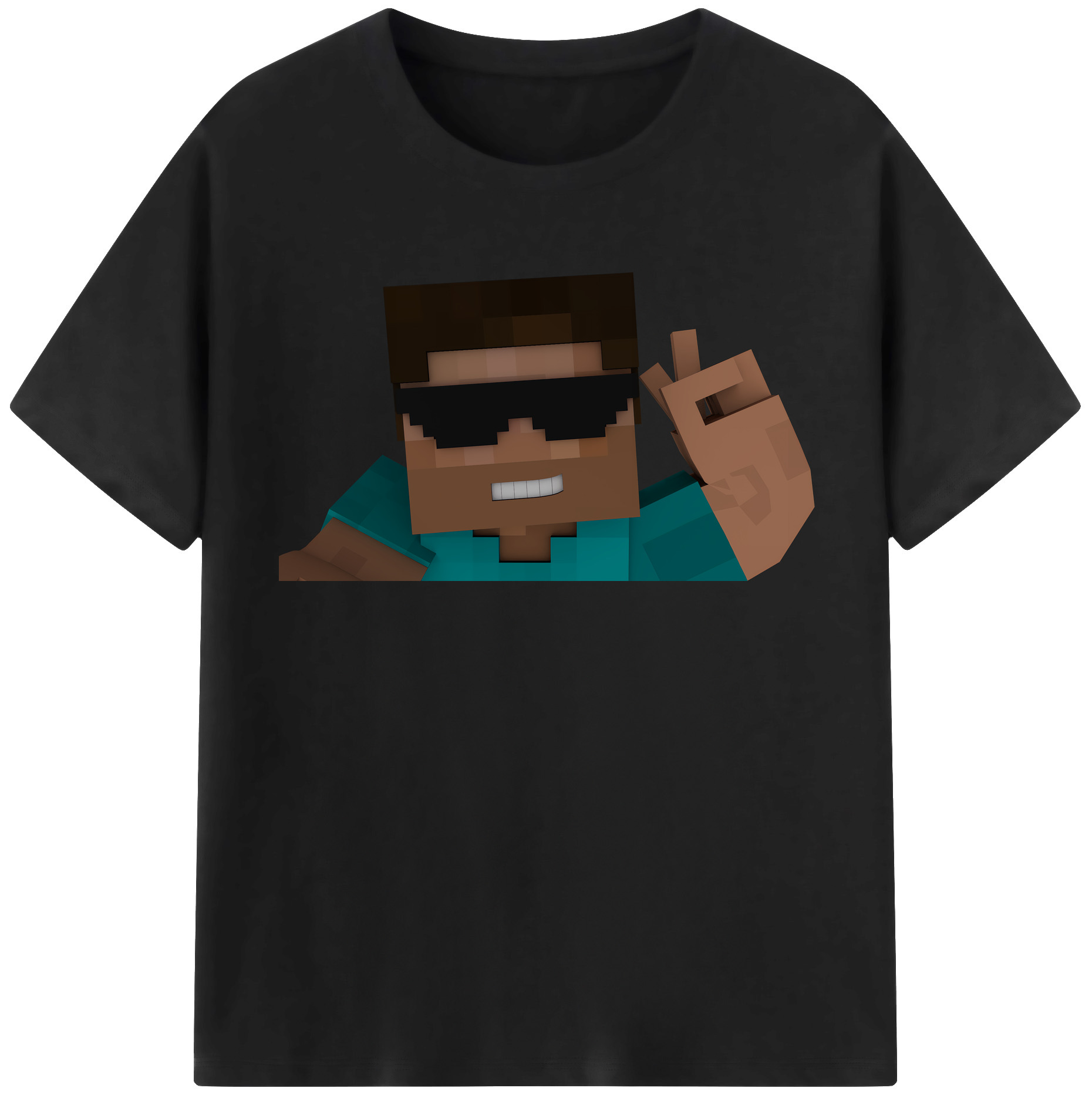（画像用） マインクラフト ブロックの世界 Minecraft MC Block world 綿100％半袖Tシャツ（フロントプリント）