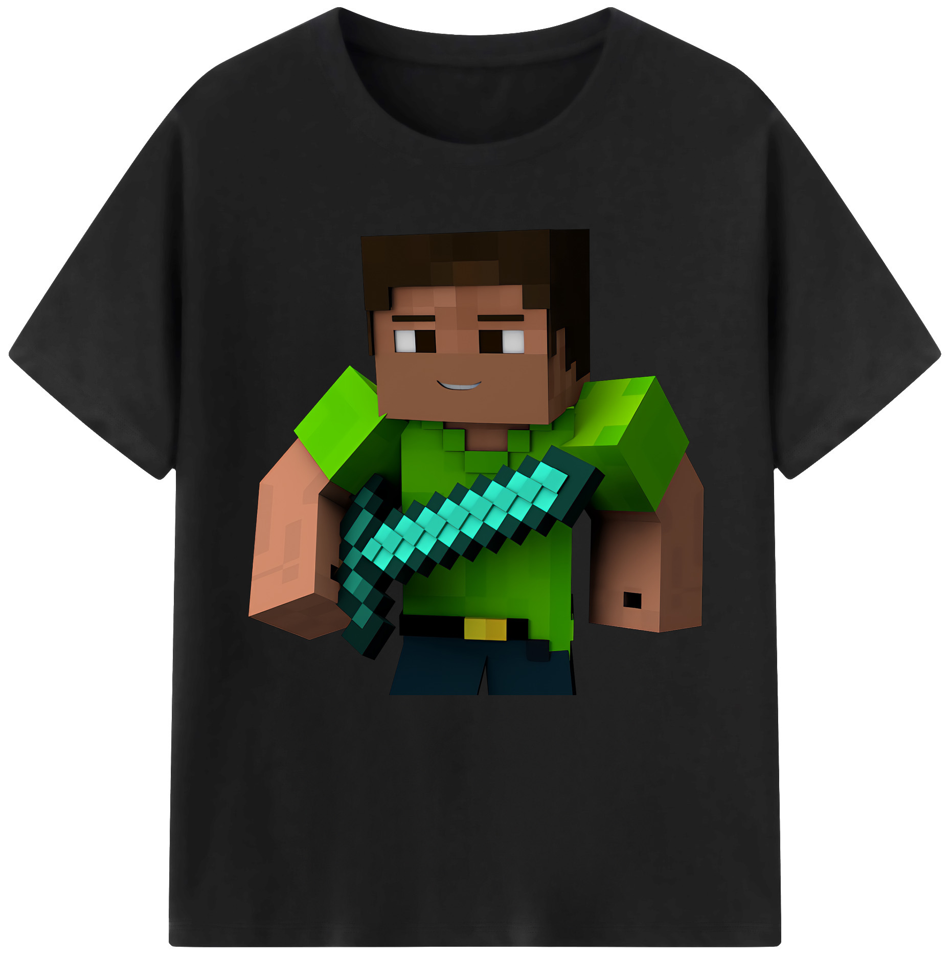 （画像用） マインクラフト ブロックの世界 Minecraft MC Block world 綿100％半袖Tシャツ（フロントプリント）