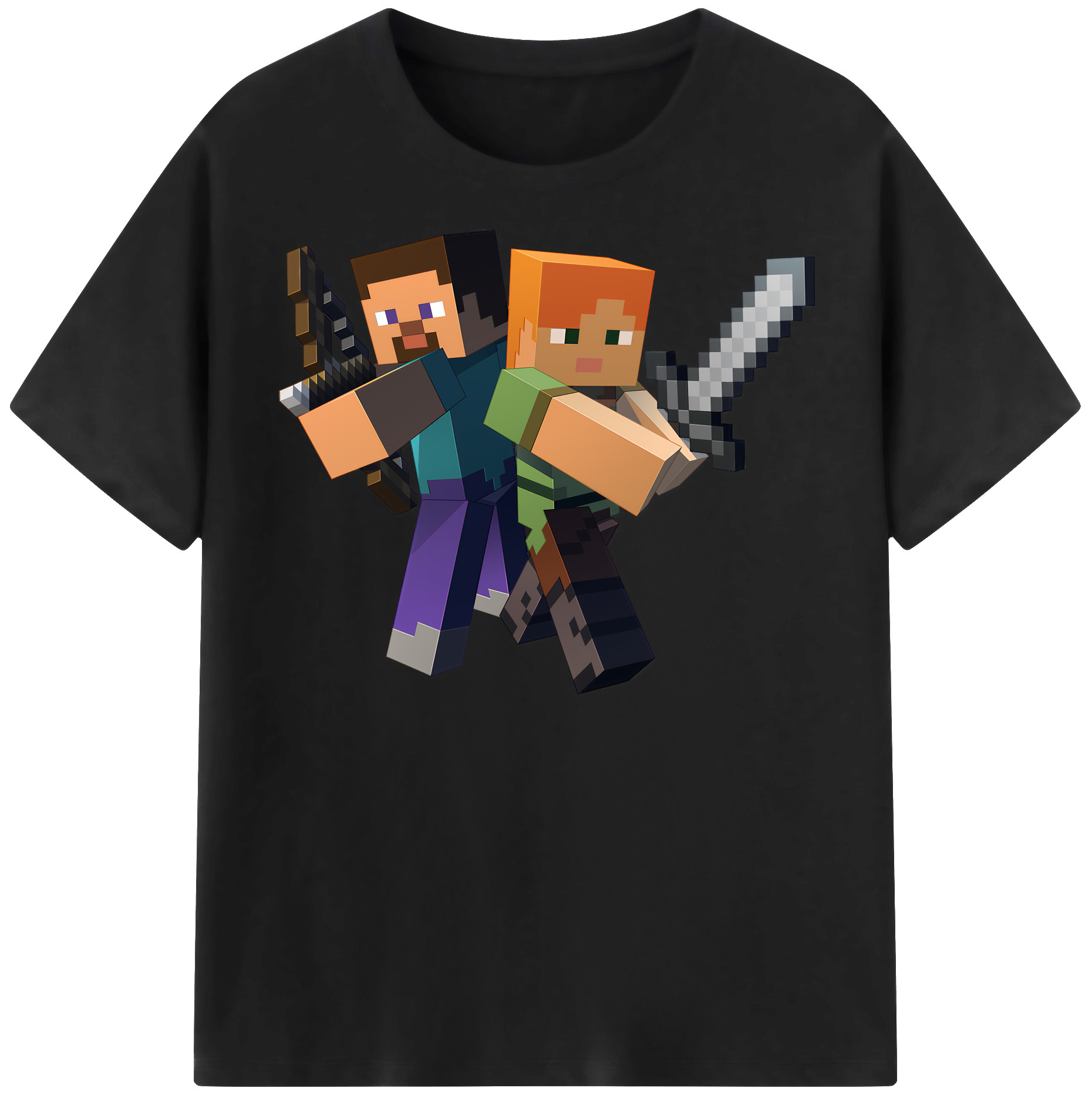 （画像用） マインクラフト ブロックの世界 Minecraft MC Block world 綿100％半袖Tシャツ（フロントプリント）