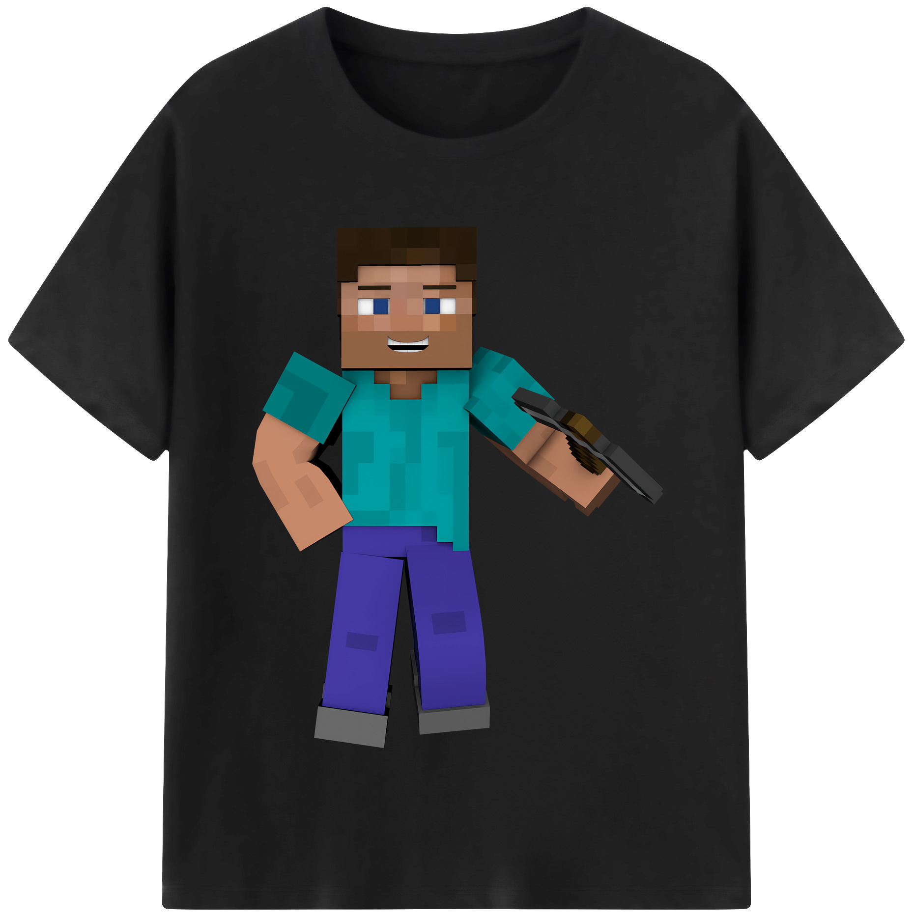 （画像用） マインクラフト ブロックの世界 Minecraft MC Block world 綿100％半袖Tシャツ（フロントプリント）
