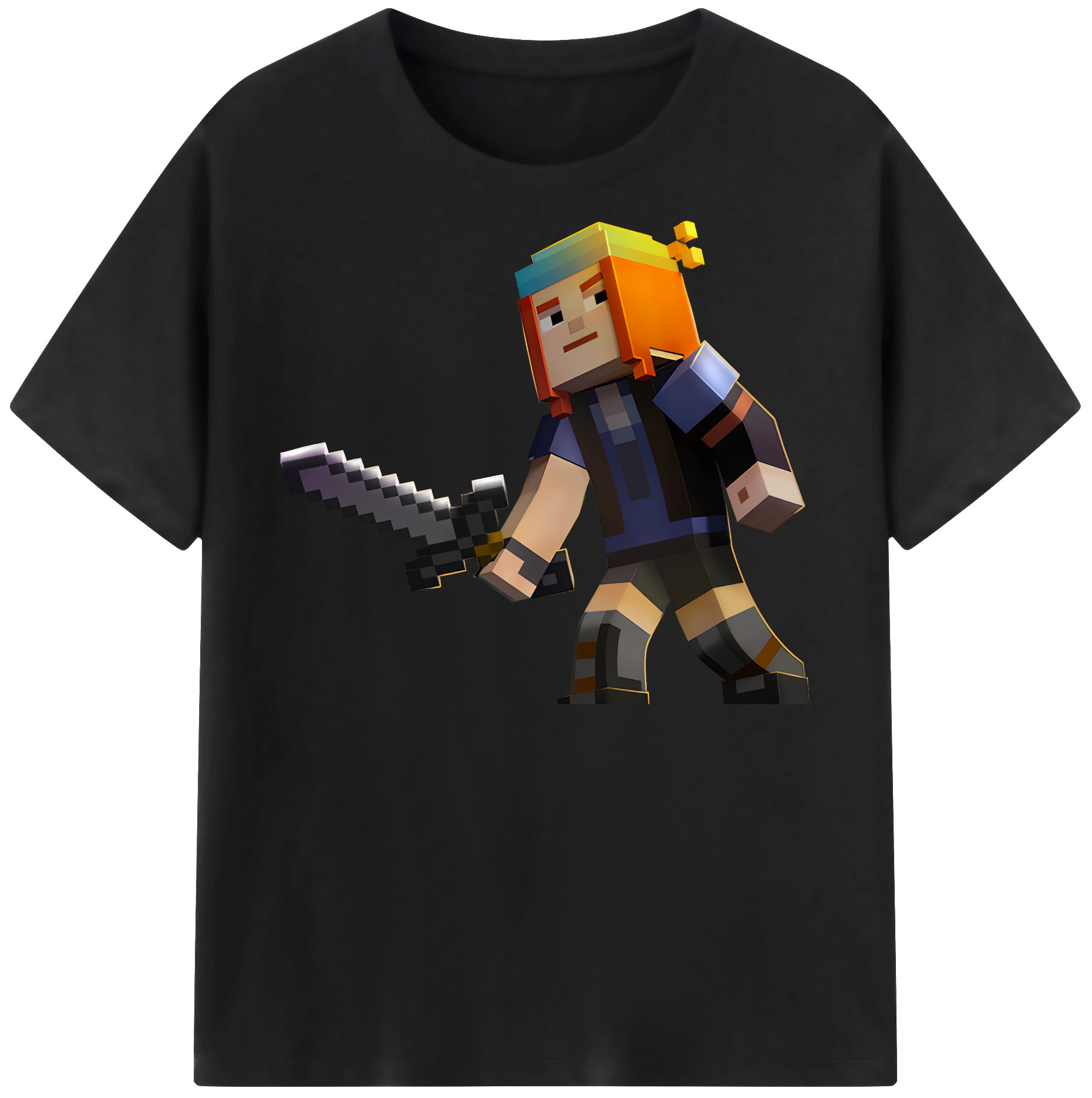 （画像用） マインクラフト ブロックの世界 Minecraft MC Block world 綿100％半袖Tシャツ（フロントプリント）
