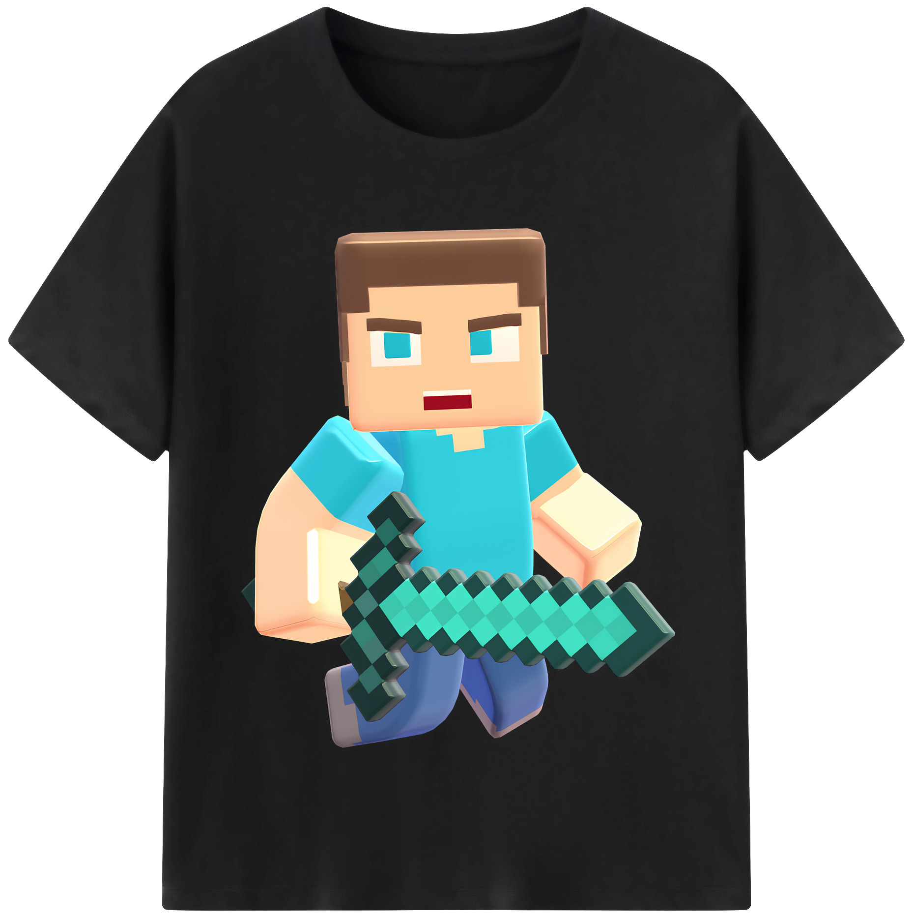 （画像用） マインクラフト ブロックの世界 Minecraft MC Block world 綿100％半袖Tシャツ（フロントプリント）