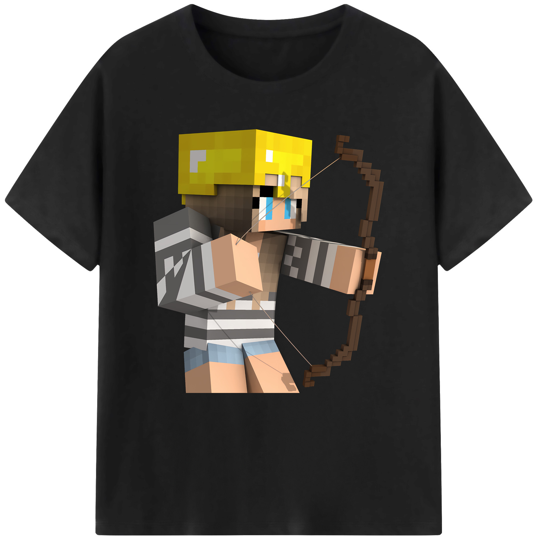 （画像用） マインクラフト ブロックの世界 Minecraft MC Block world 綿100％半袖Tシャツ（フロントプリント）