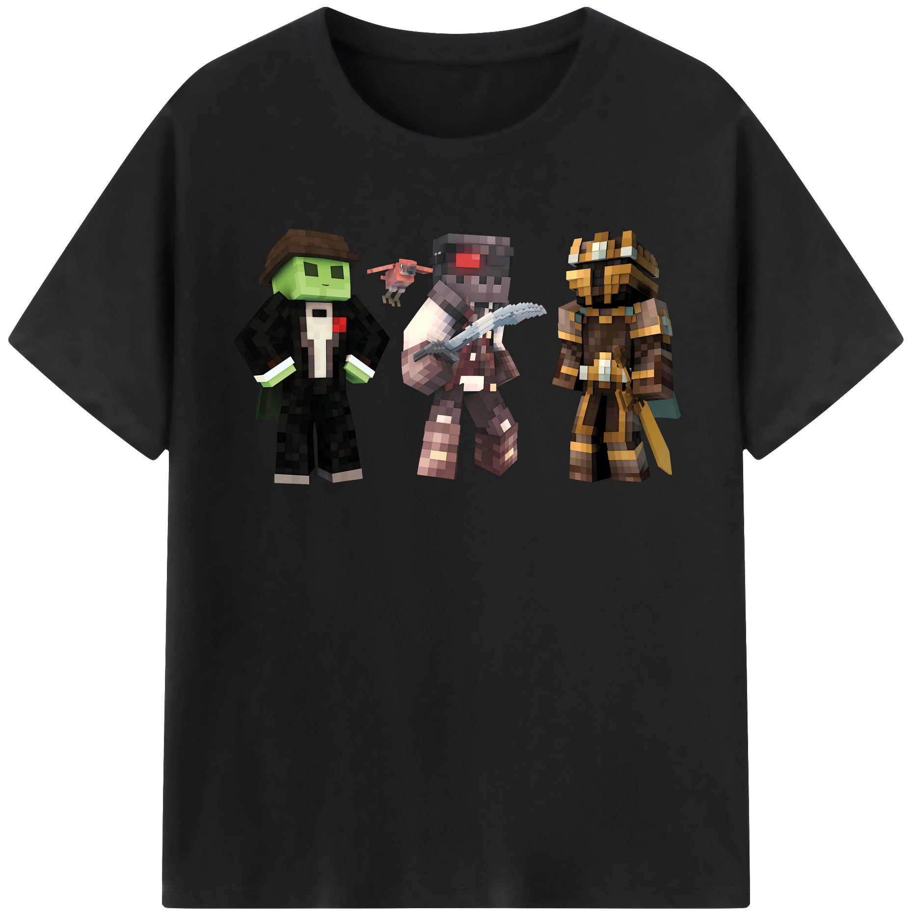（画像用） マインクラフト ブロックの世界 Minecraft MC Block world 綿100％半袖Tシャツ（フロントプリント）