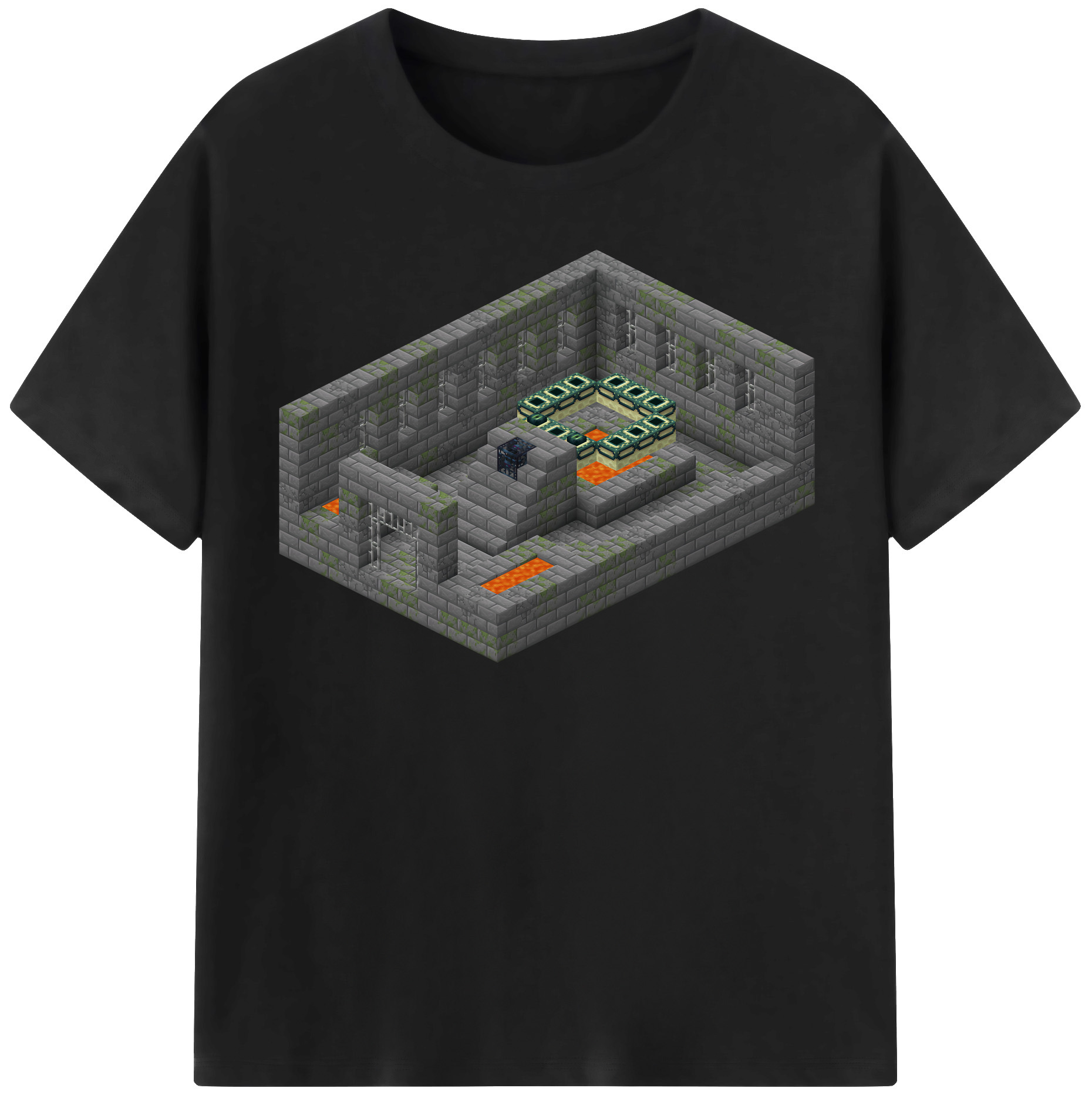 （画像用） マインクラフト ブロックの世界 Minecraft MC Block world 綿100％半袖Tシャツ（フロントプリント）