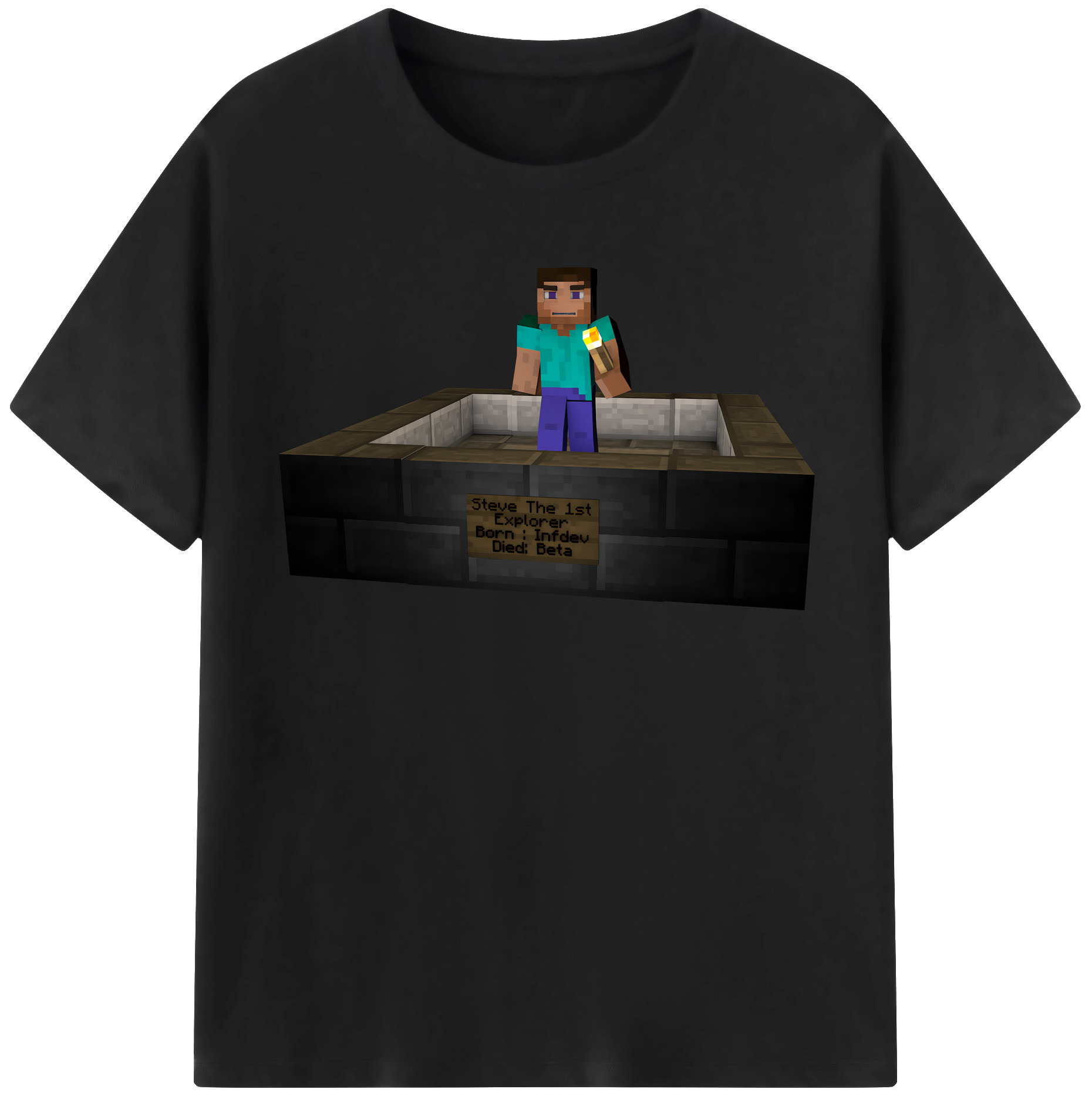 （画像用） マインクラフト ブロックの世界 Minecraft MC Block world 綿100％半袖Tシャツ（フロントプリント）