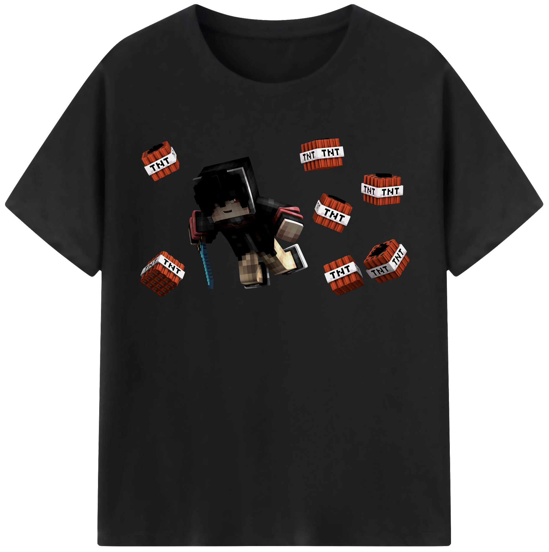 （画像用） マインクラフト ブロックの世界 Minecraft MC Block world 綿100％半袖Tシャツ（フロントプリント）
