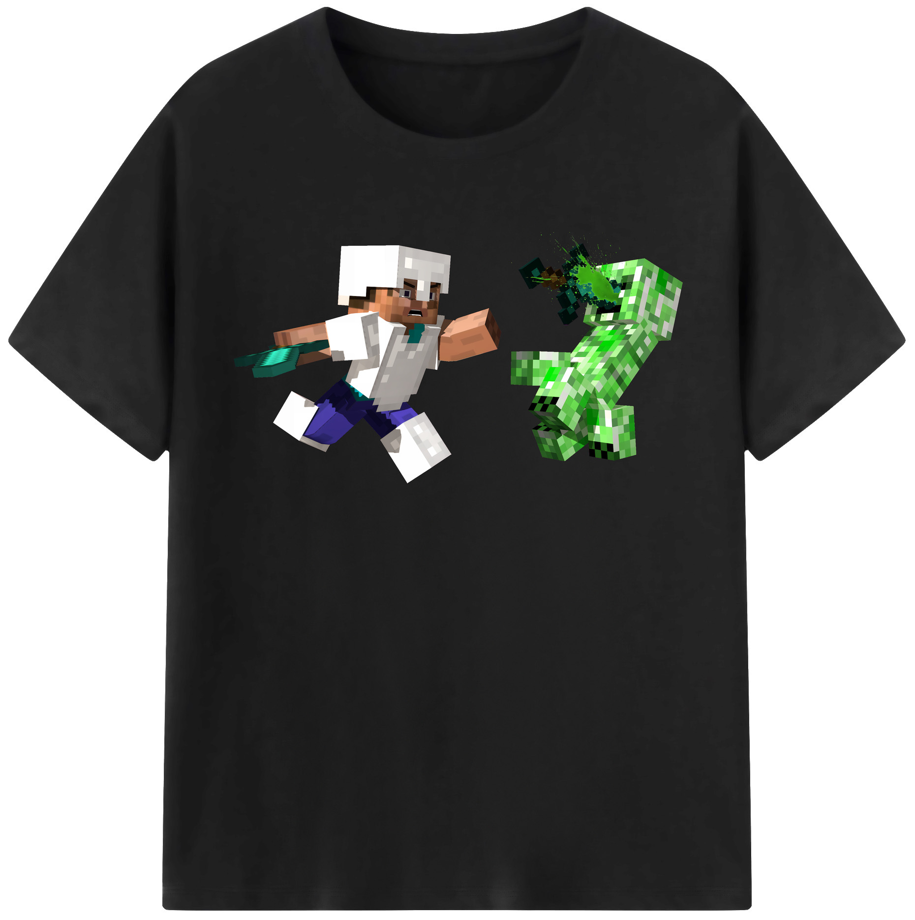 （画像用） マインクラフト ブロックの世界 Minecraft MC Block world 綿100％半袖Tシャツ（フロントプリント）