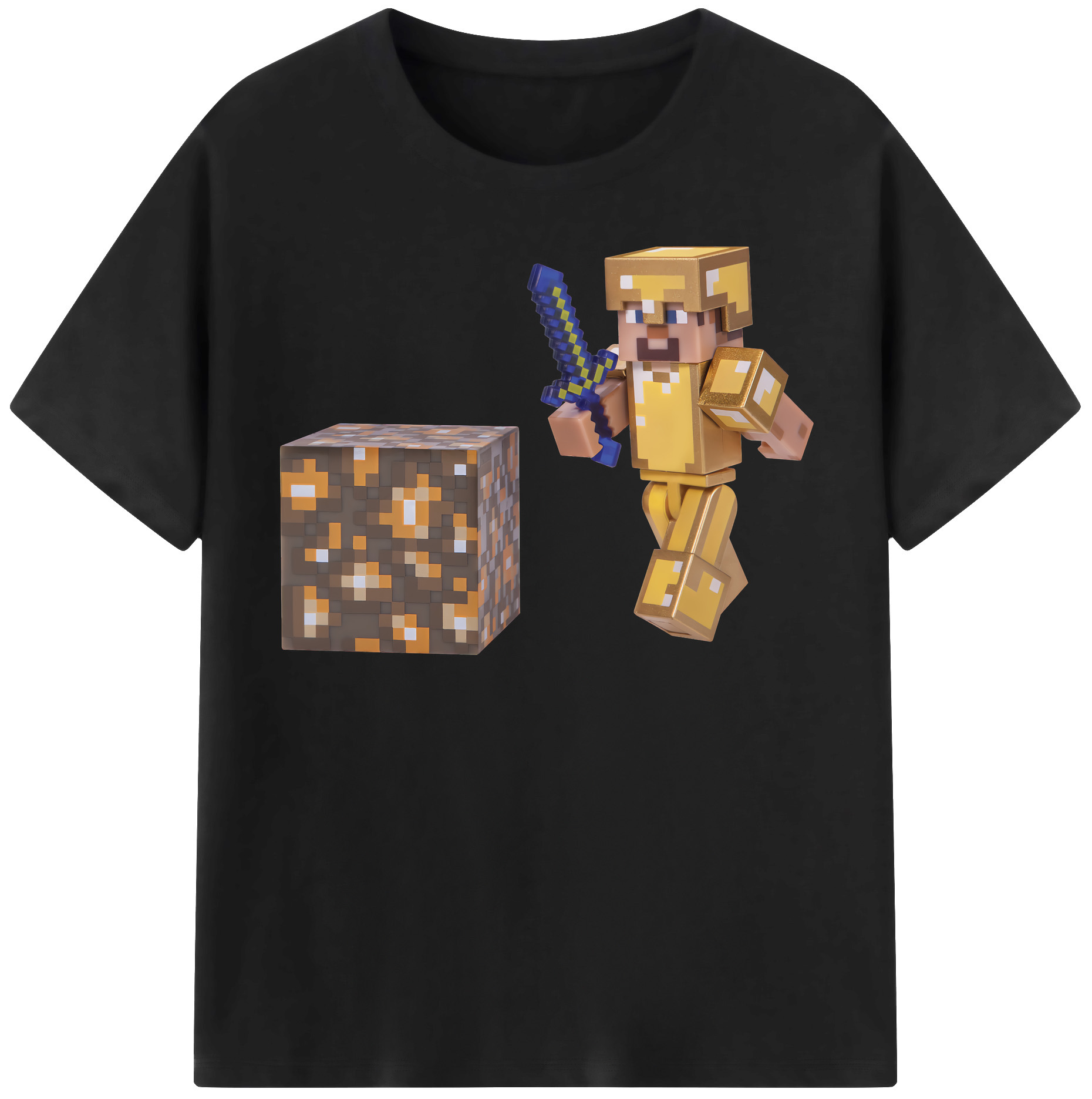 （画像用） マインクラフト ブロックの世界 Minecraft MC Block world 綿100％半袖Tシャツ（フロントプリント）
