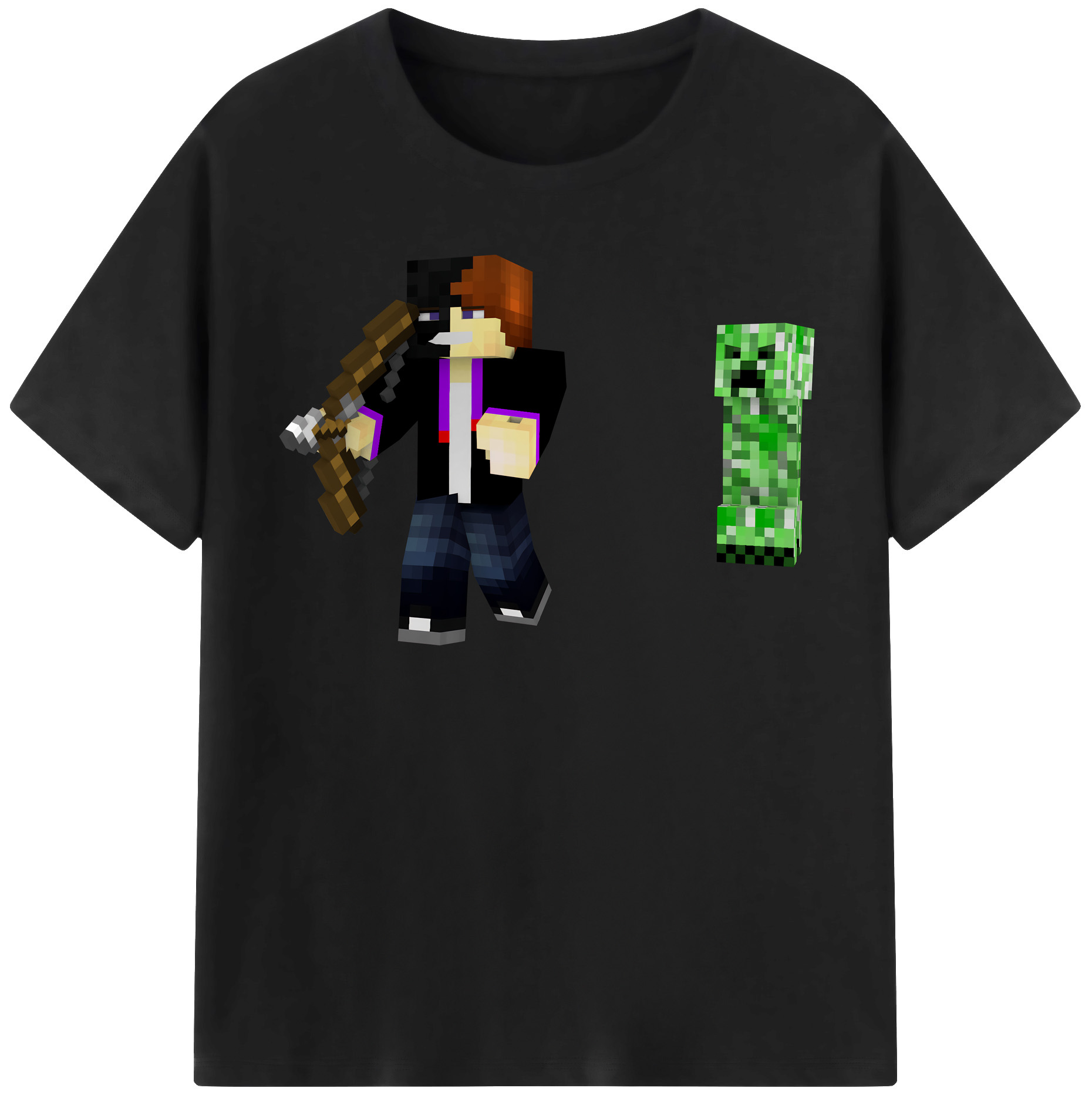 （画像用） マインクラフト ブロックの世界 Minecraft MC Block world 綿100％半袖Tシャツ（フロントプリント）