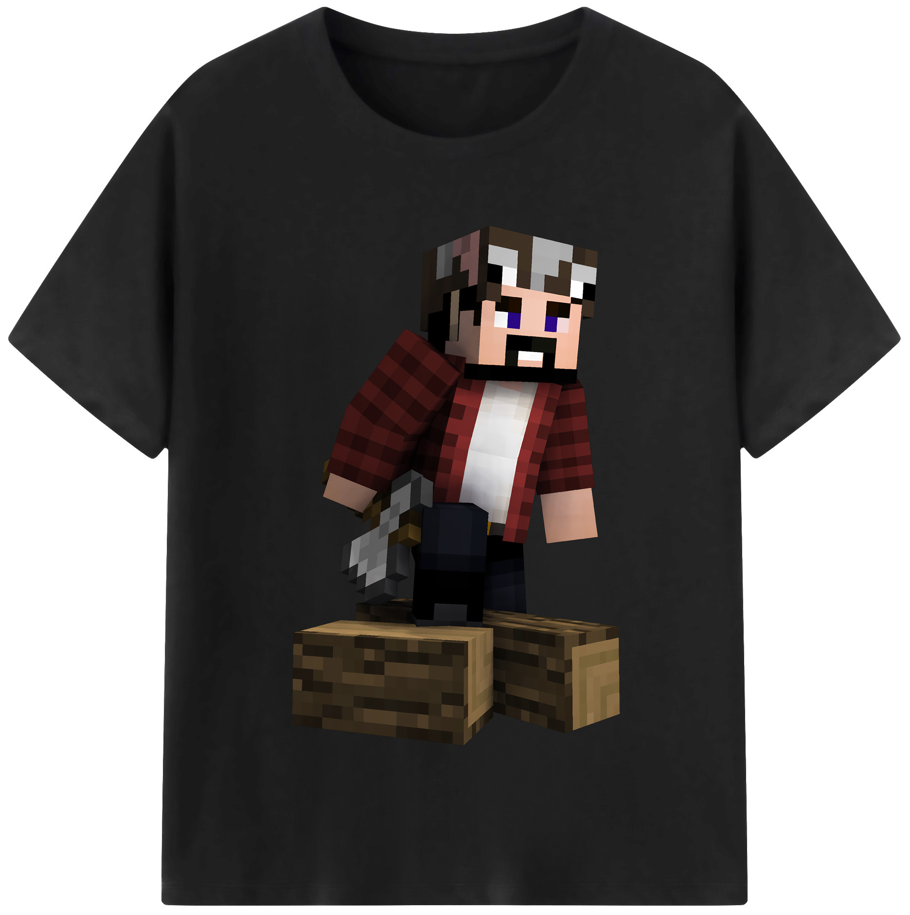 （画像用） マインクラフト ブロックの世界 Minecraft MC Block world 綿100％半袖Tシャツ（フロントプリント）